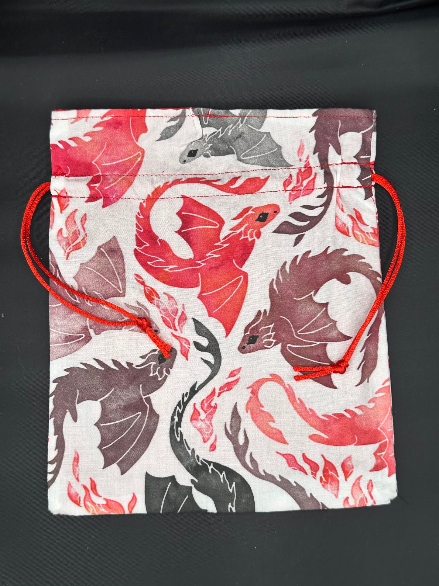 dragons - red and grey drawstring