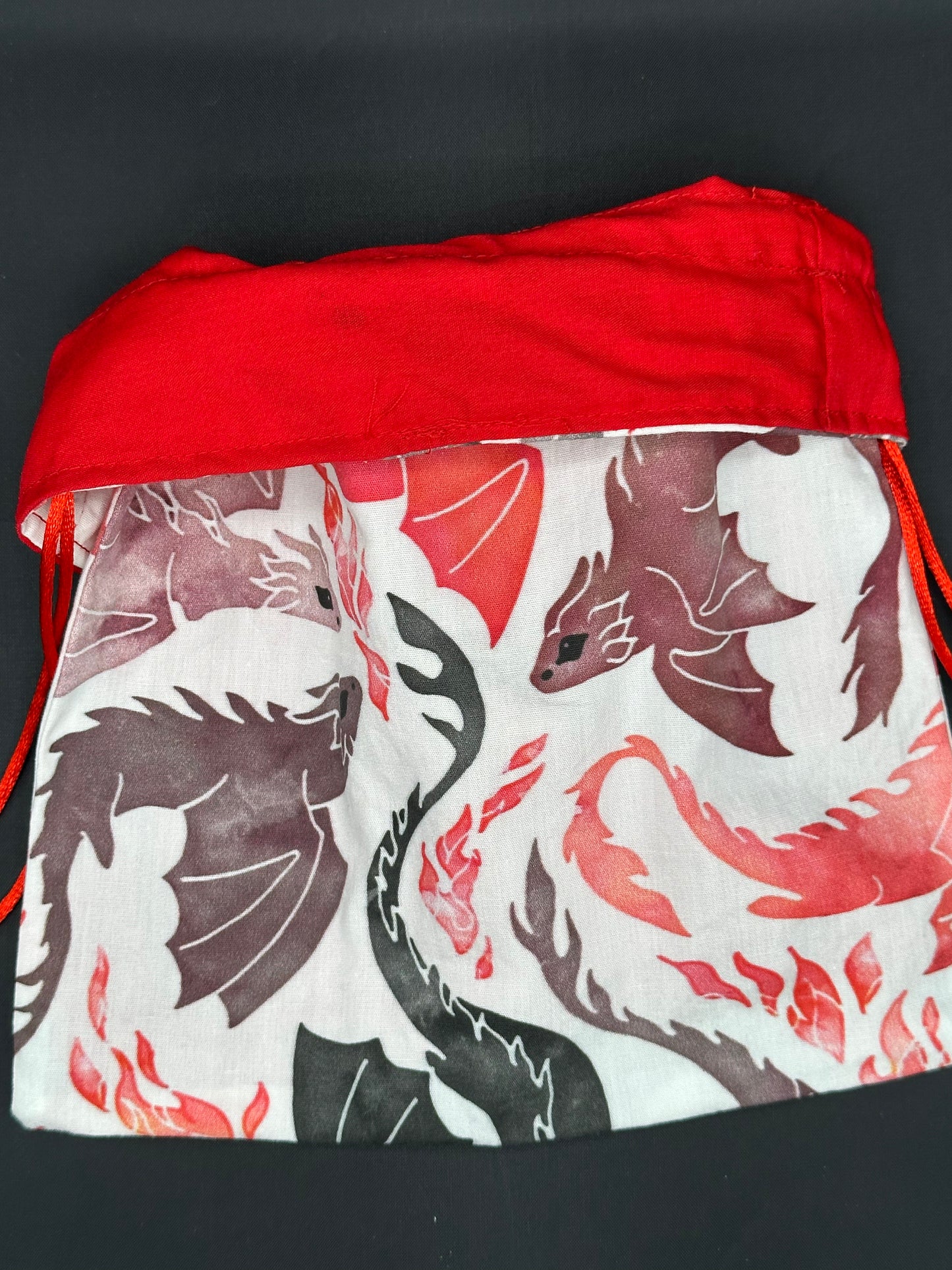 dragons - red and grey drawstring