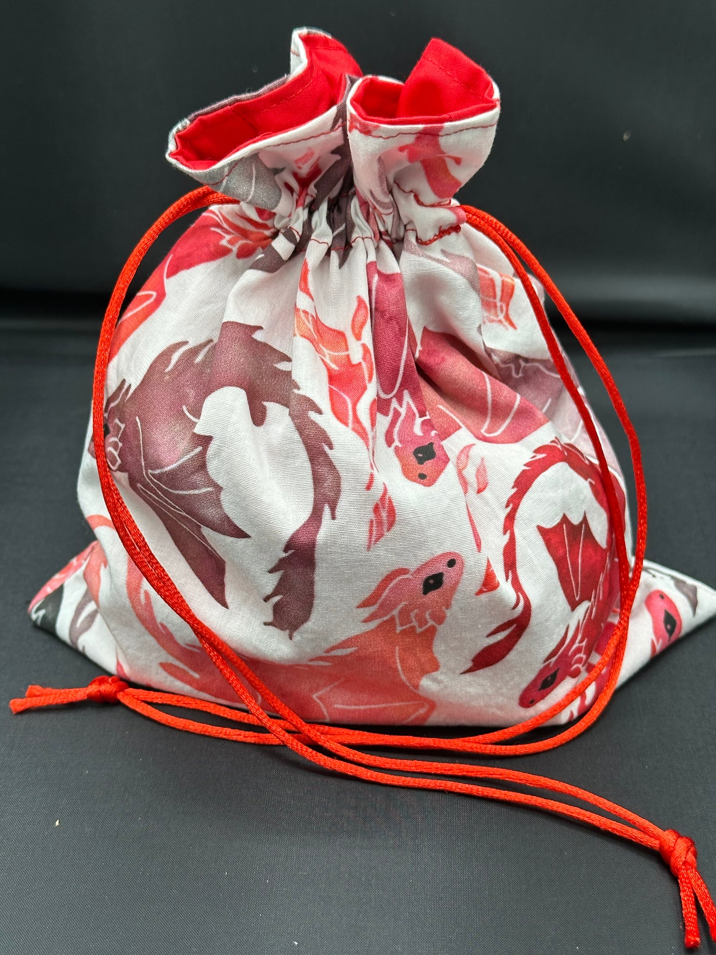 dragons - red and grey drawstring