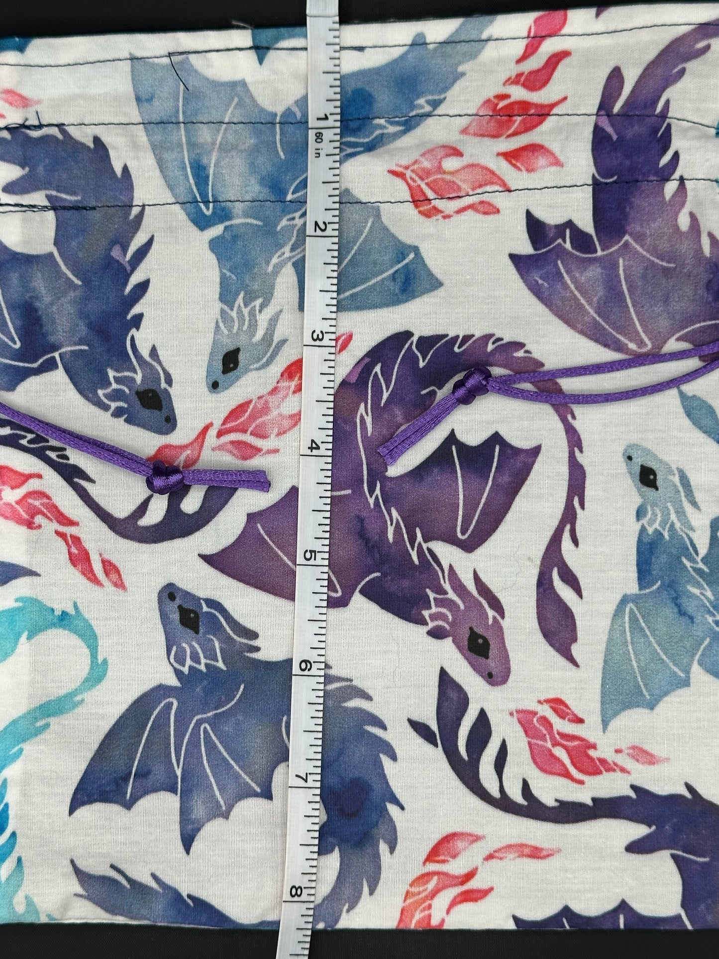 purple & blue dragons draw string bag