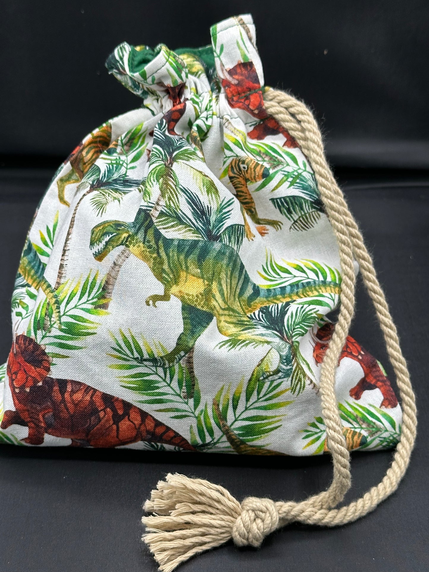 t-rex draw string bag