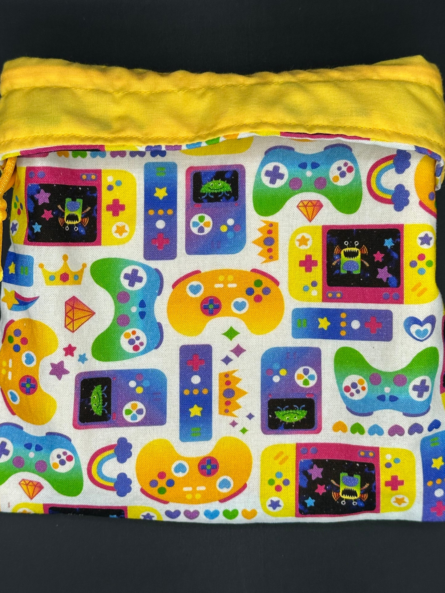 Colorful game controllers draw string bag