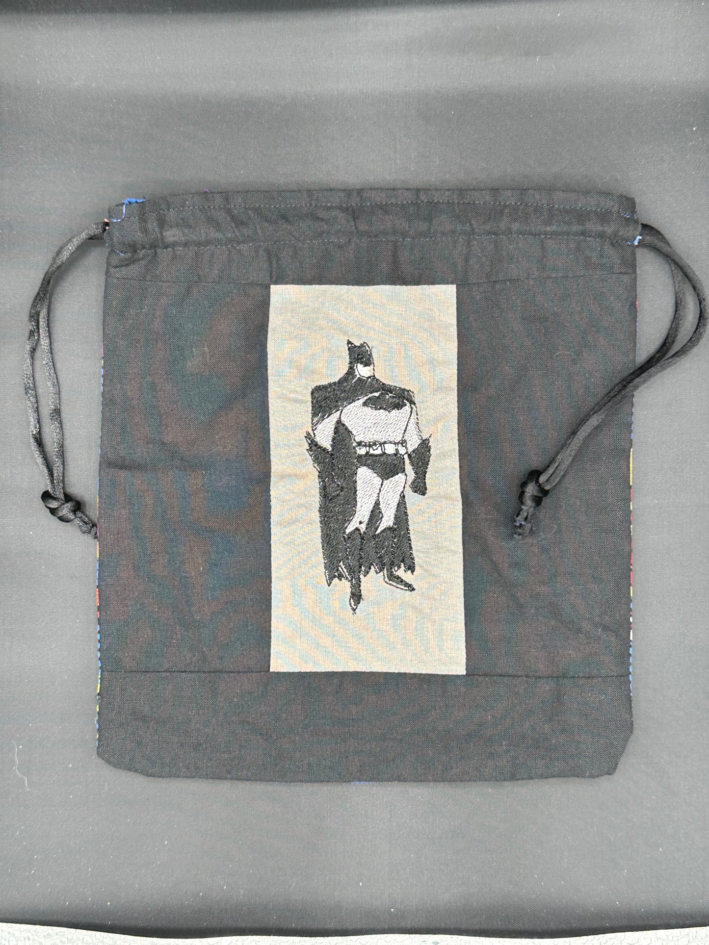 Embroidered Batman draw string bag