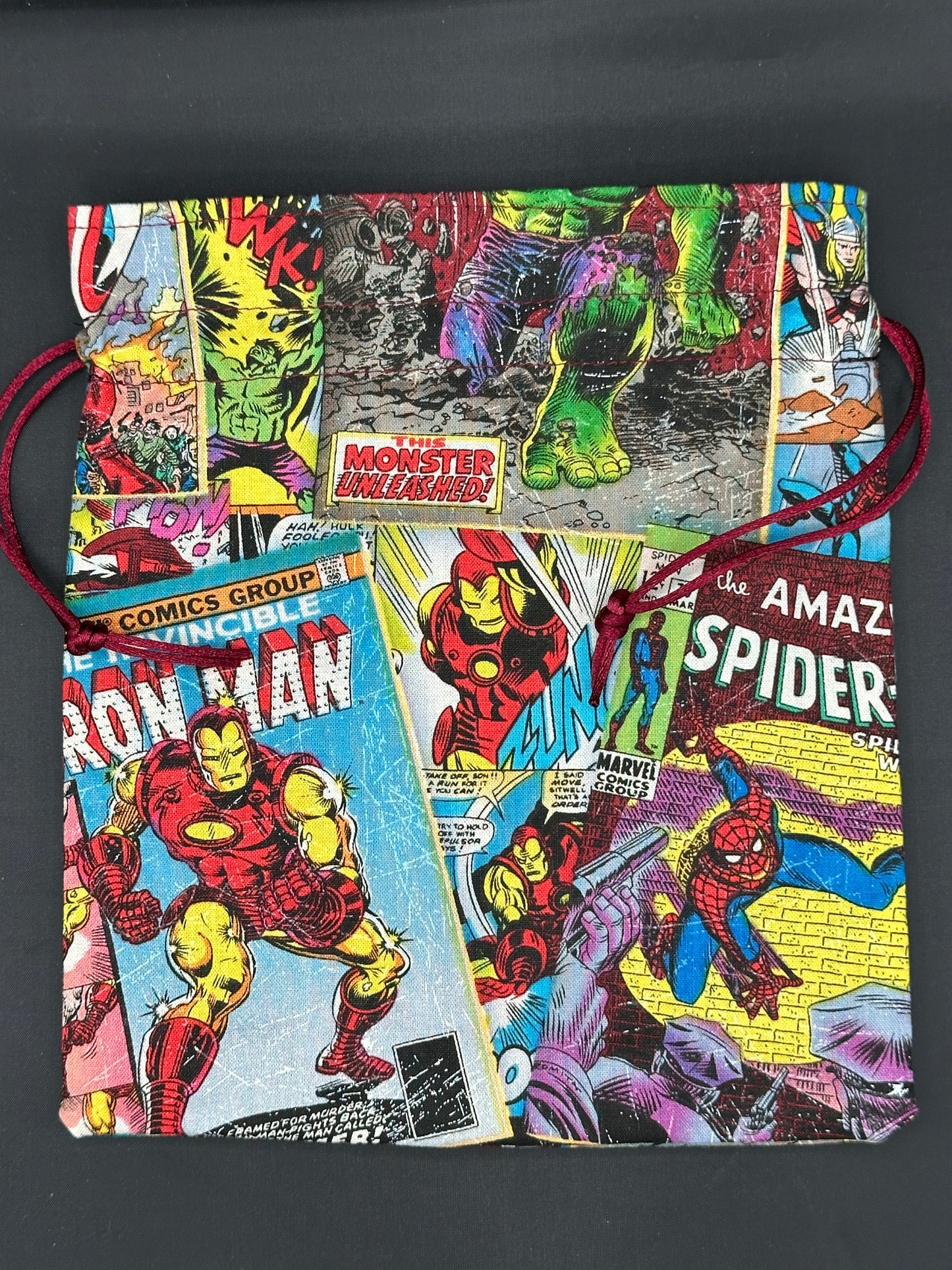 Super heroes comics draw string bag
