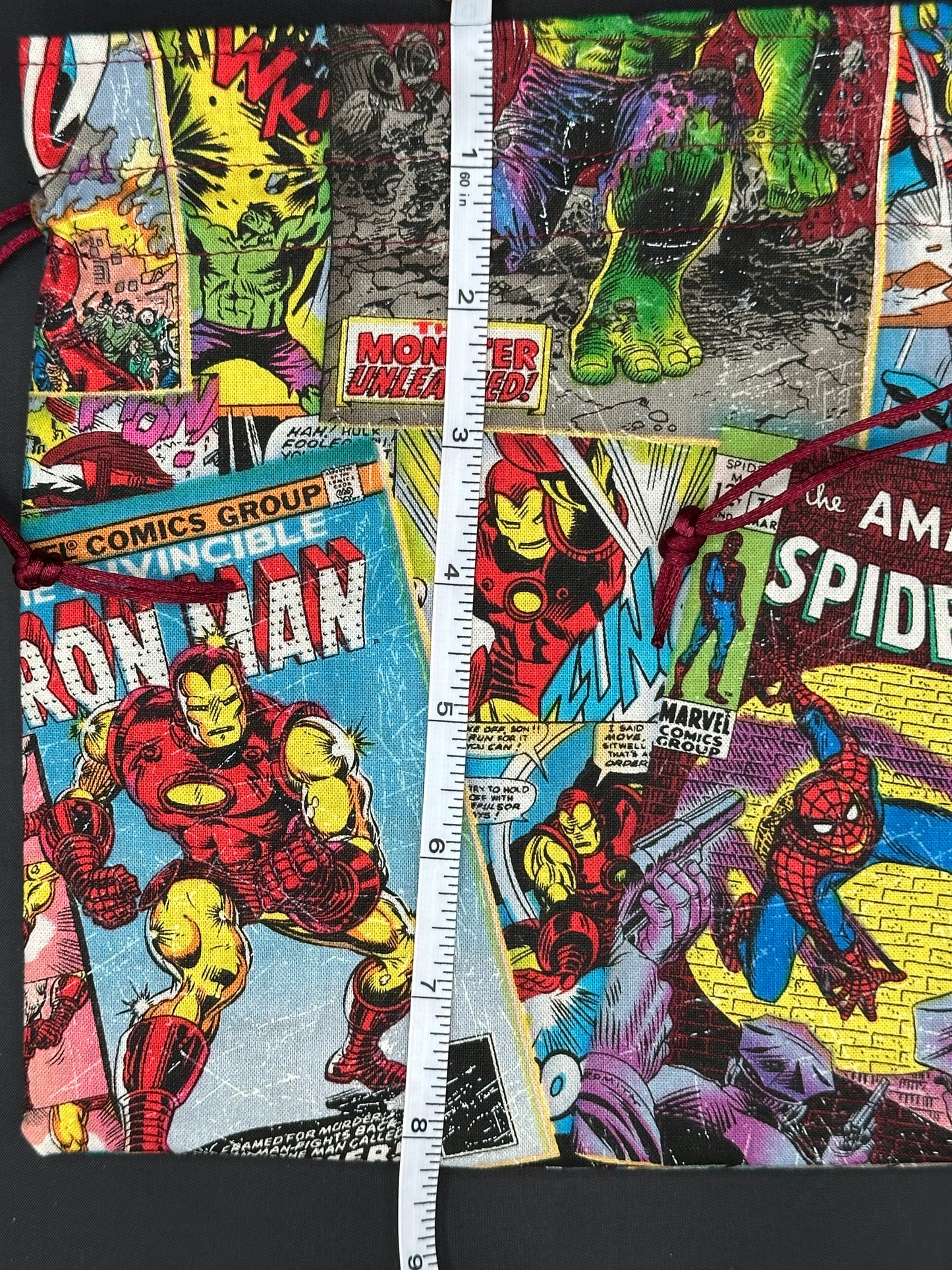 Super heroes comics draw string bag