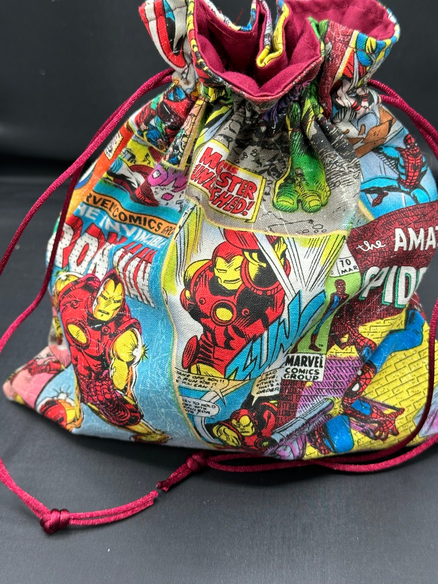 Super heroes comics draw string bag