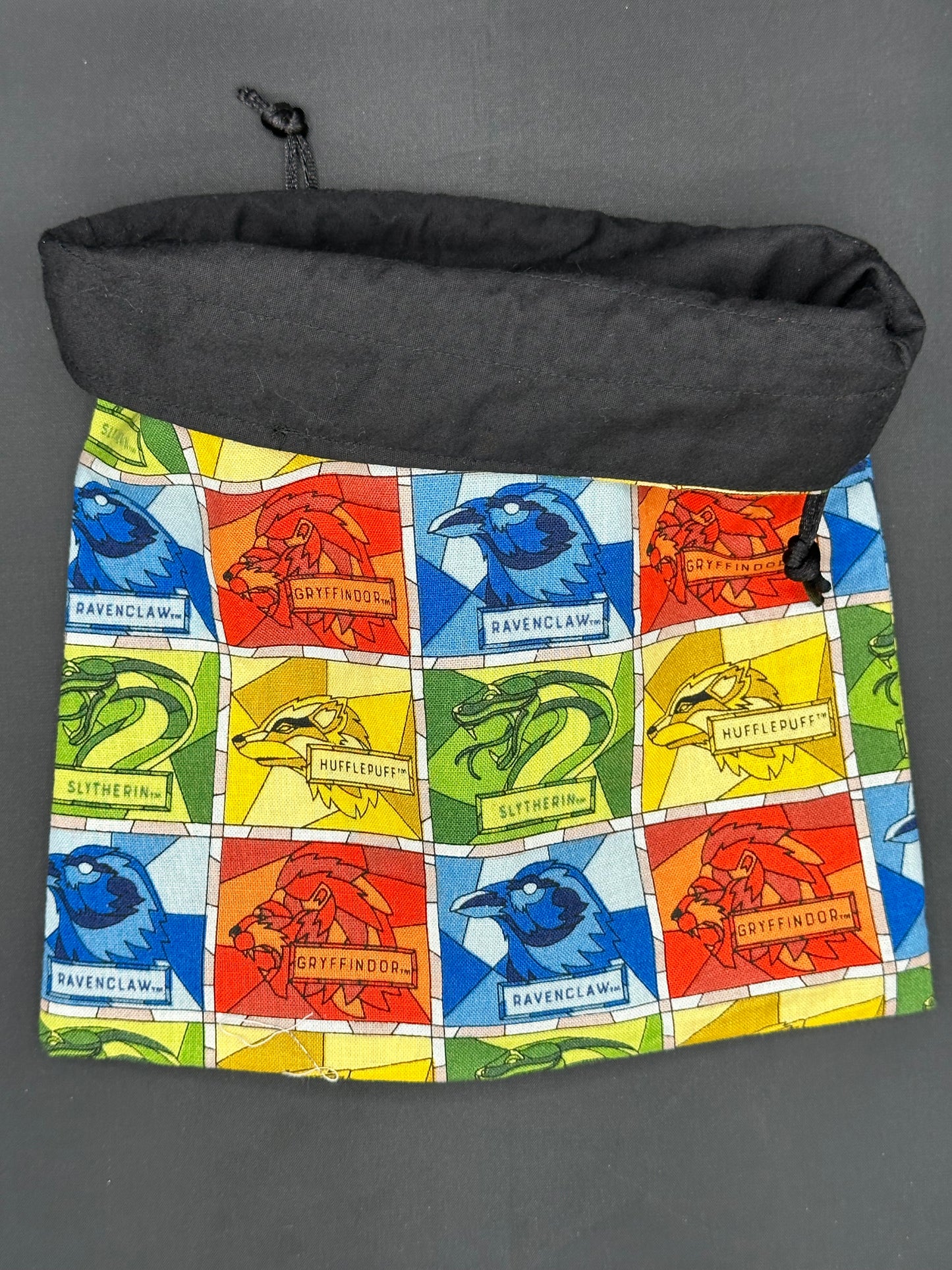 Harry potter house stained glass draw string bag