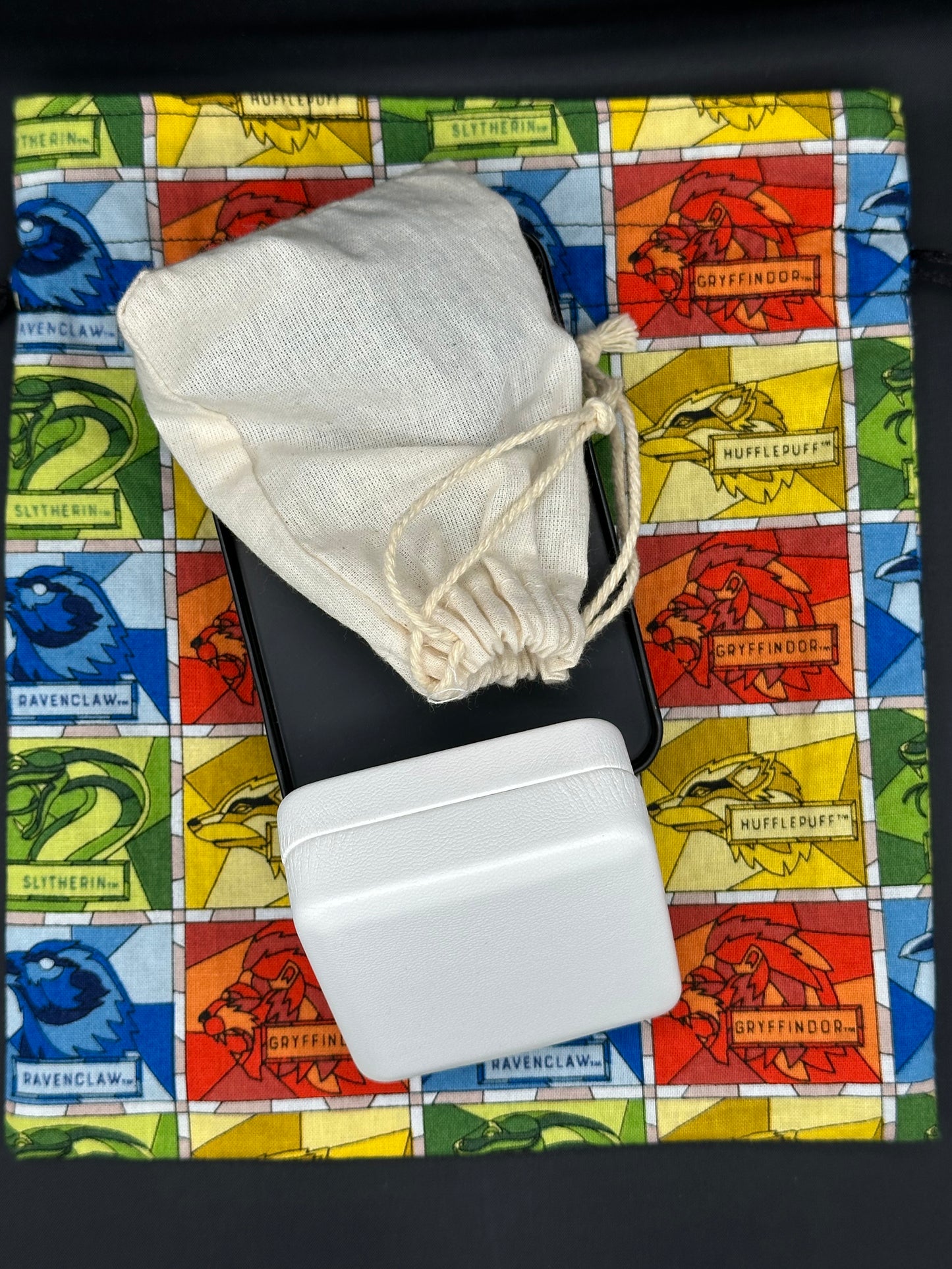 Harry potter house stained glass draw string bag