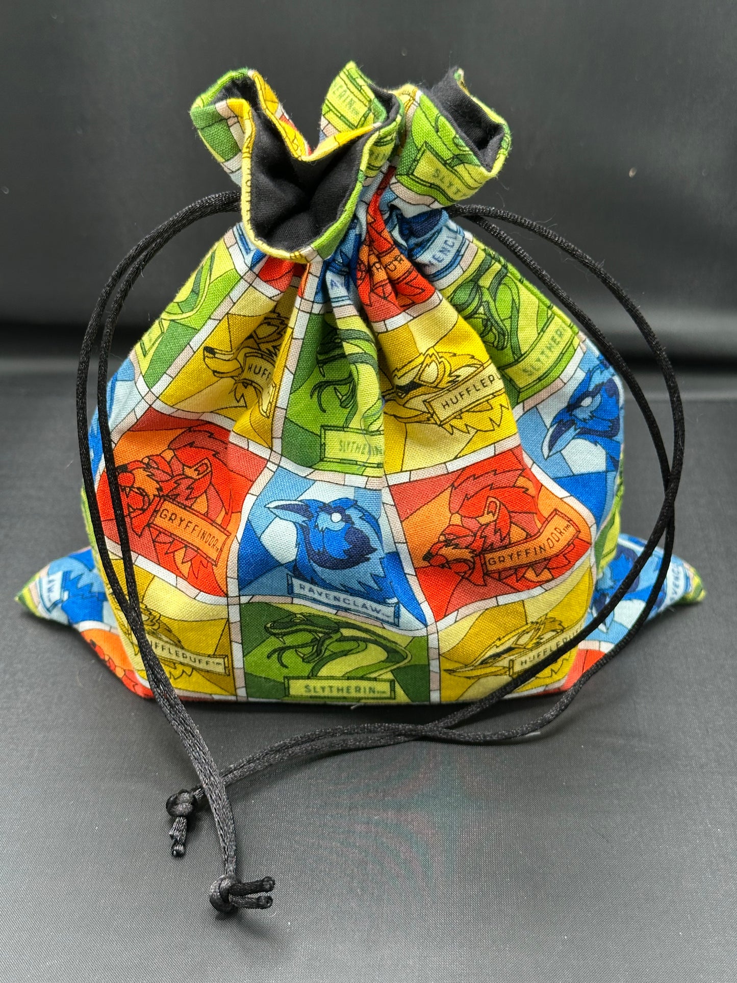 Harry potter house stained glass draw string bag