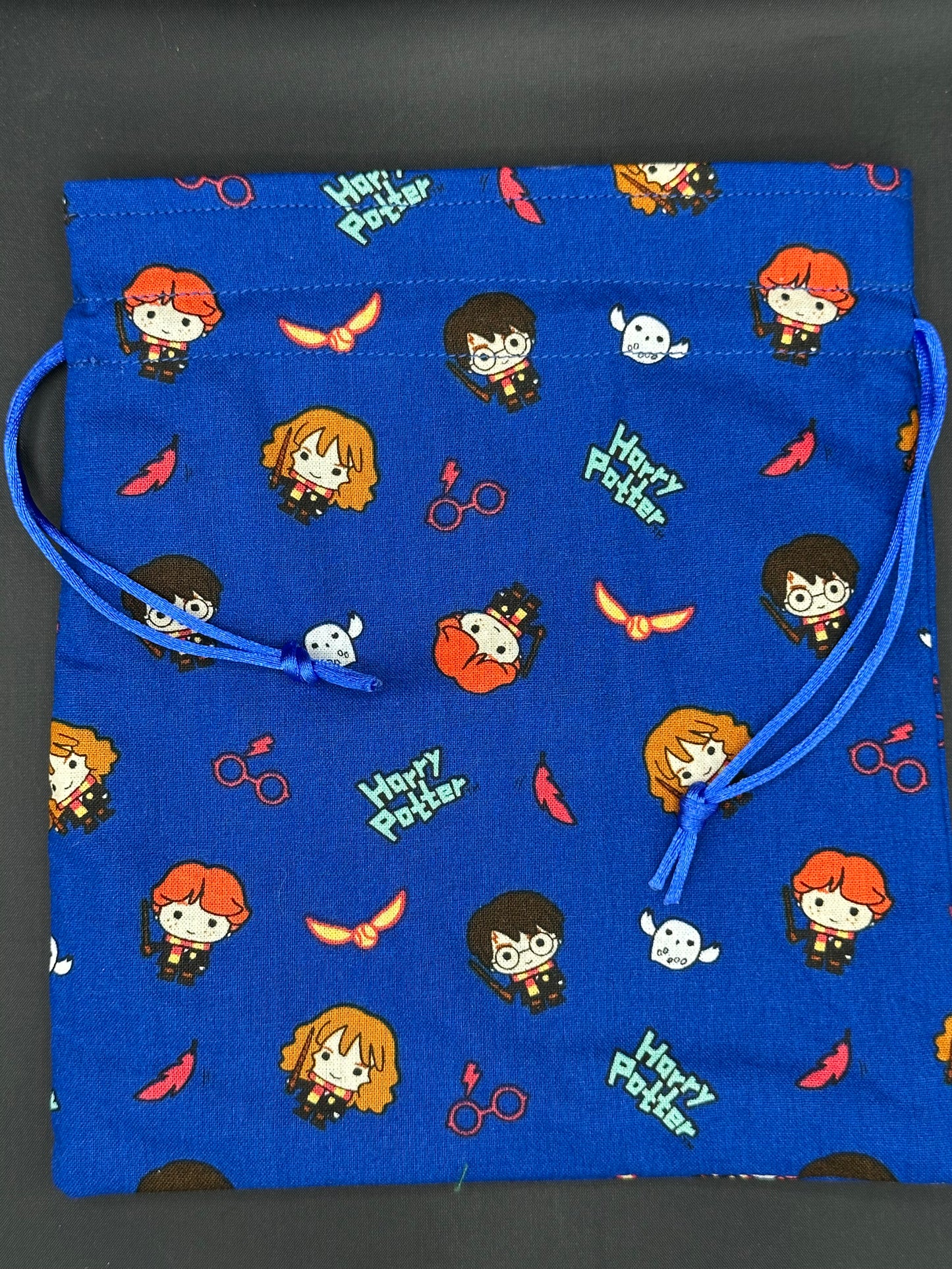 harry potter -character figures blue draw string