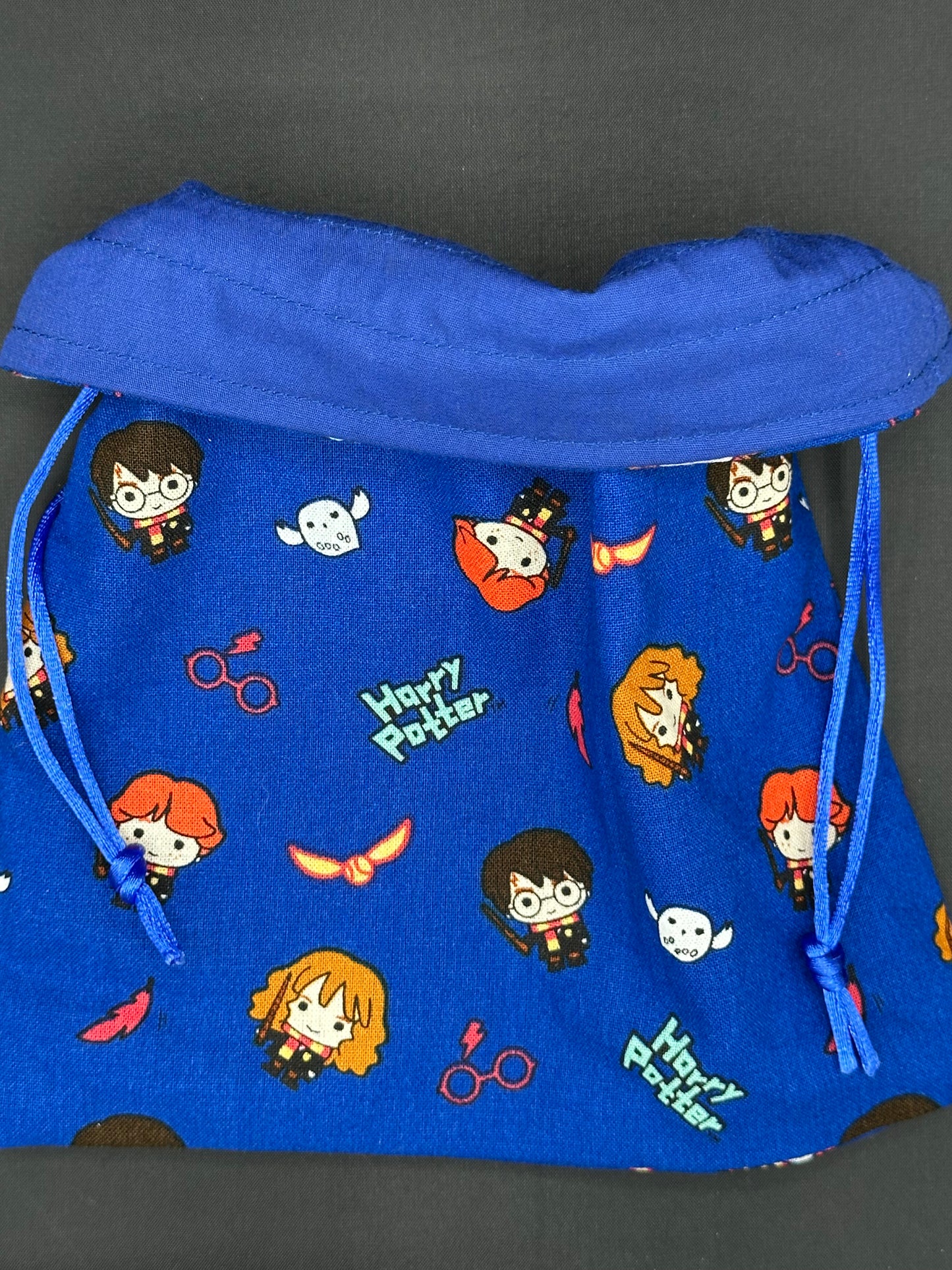 harry potter -character figures blue draw string