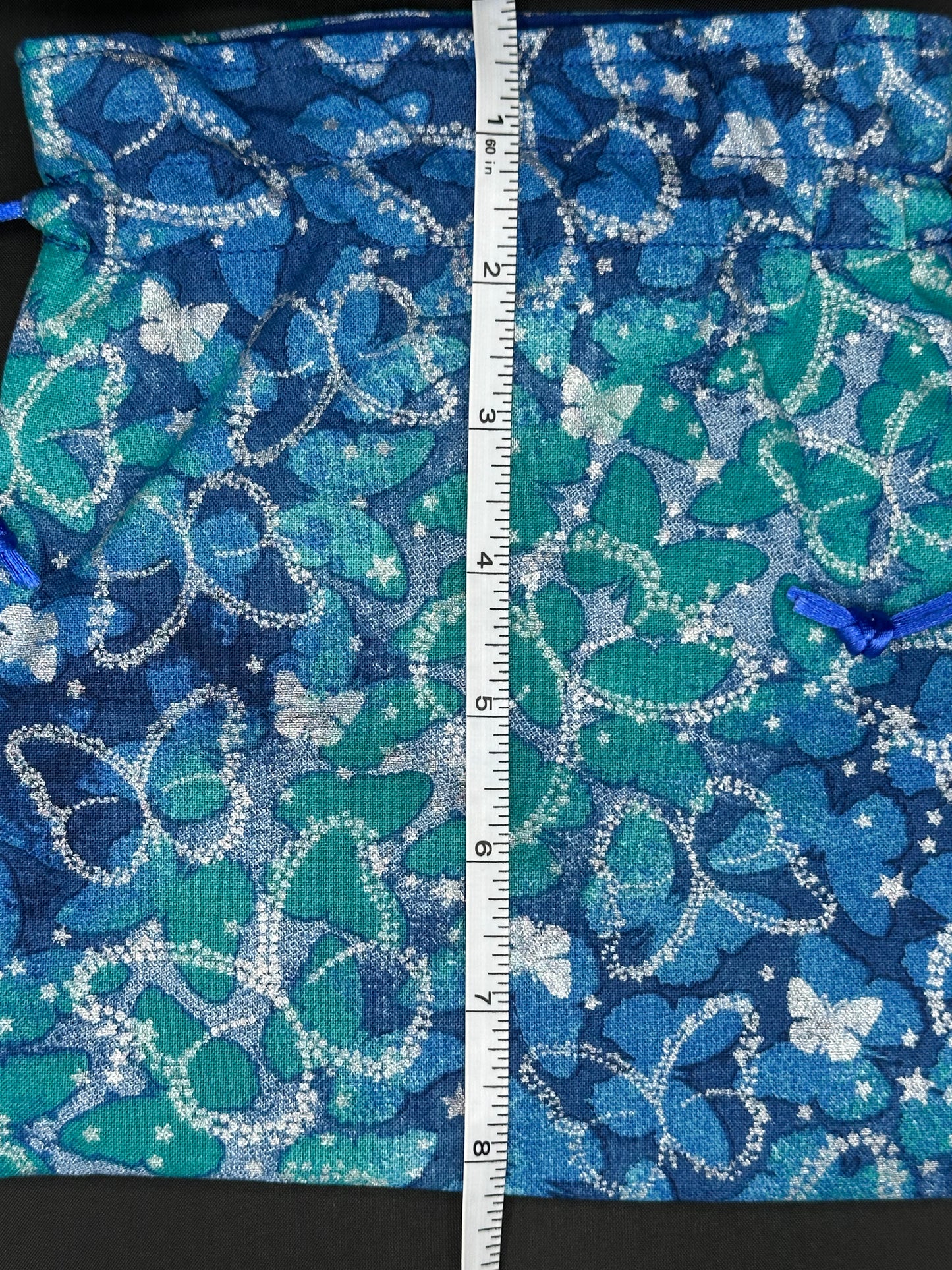 butterflies - blue and aqua draw string