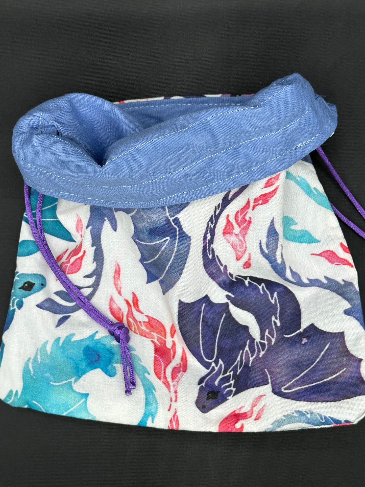 purple & blue dragons draw string bag