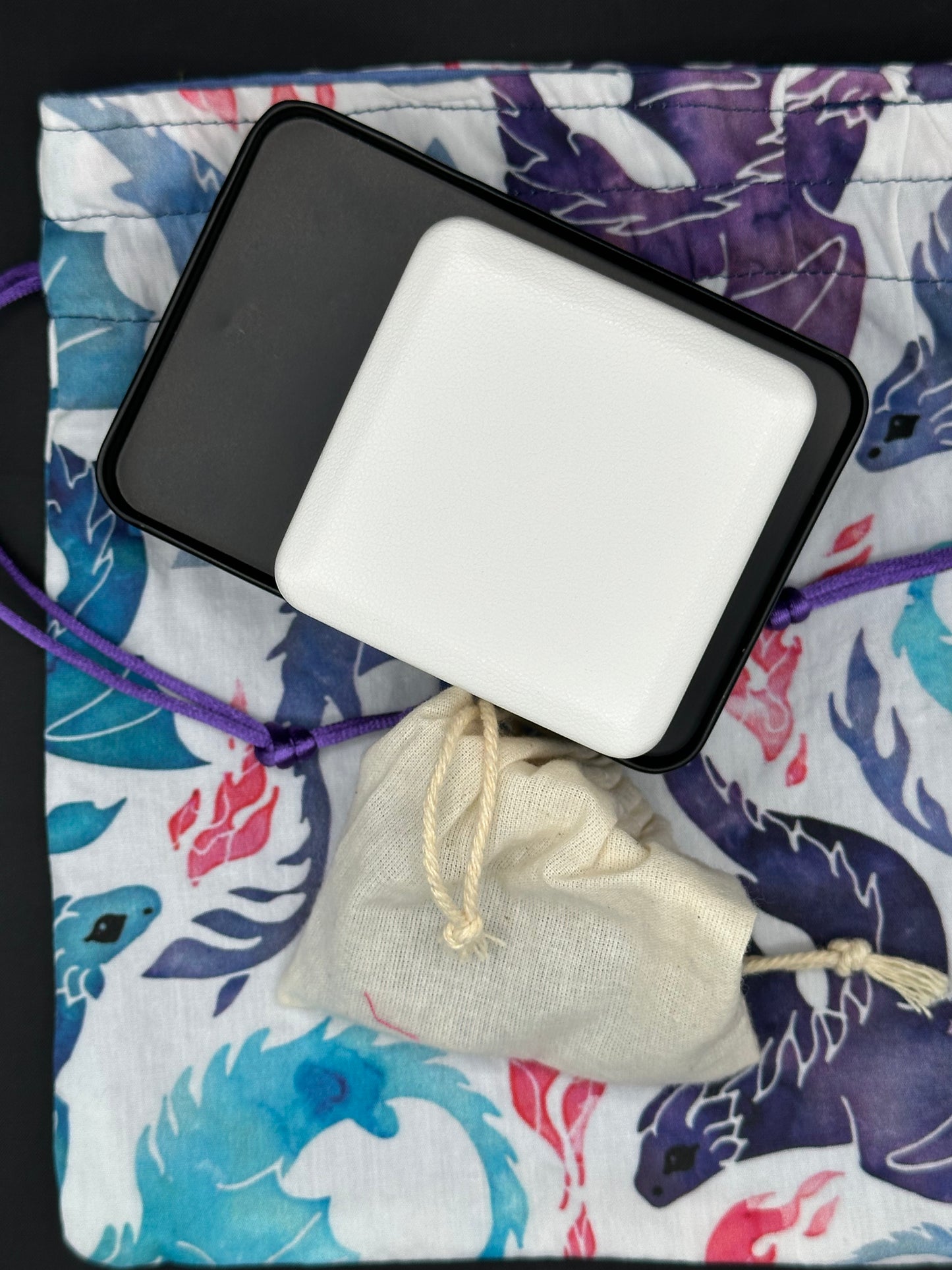 purple & blue dragons draw string bag