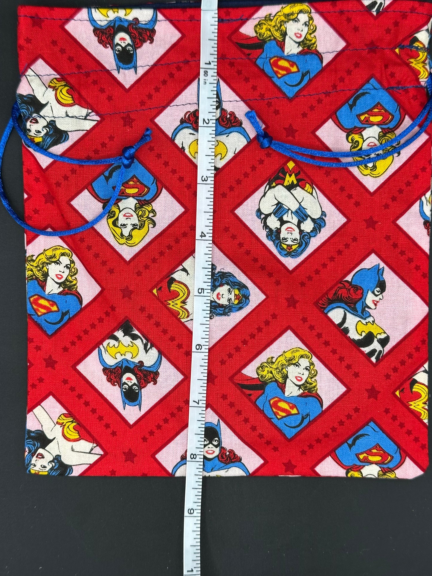 female super heros - heads - draw string bag