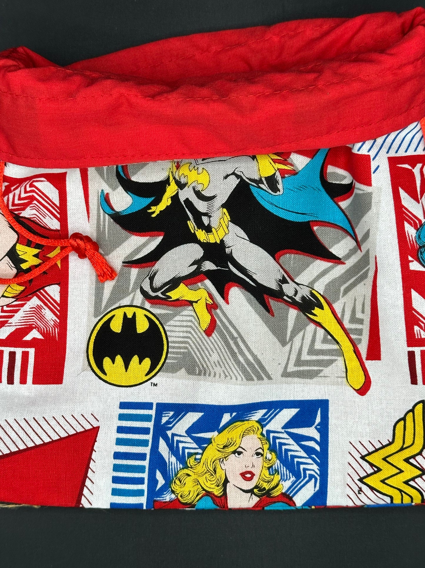 female super heros draw string bag