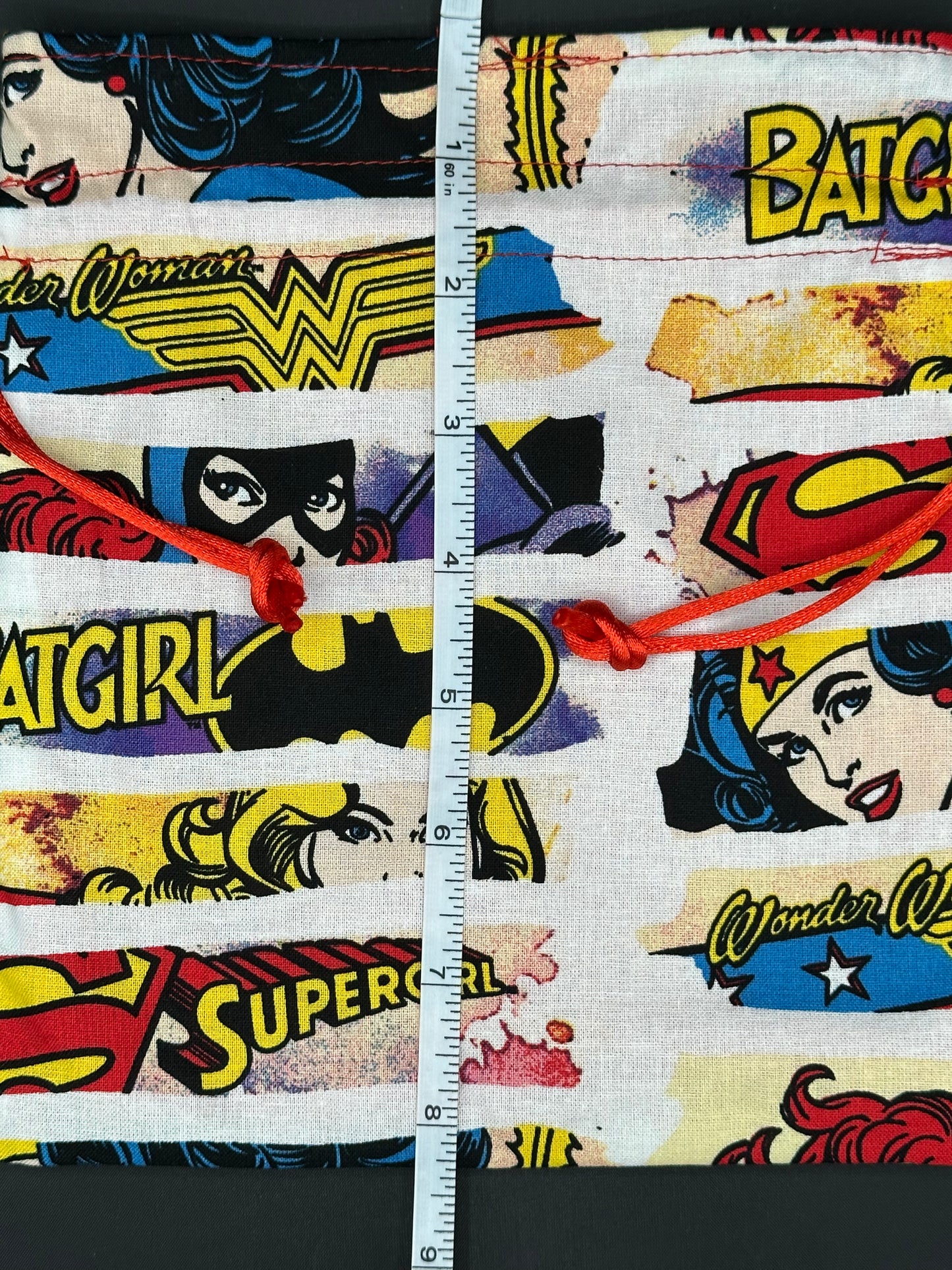 female super heros - lines - draw string bag