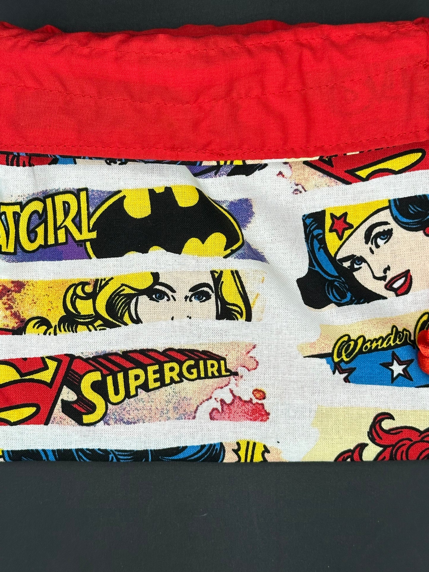 female super heros - lines - draw string bag