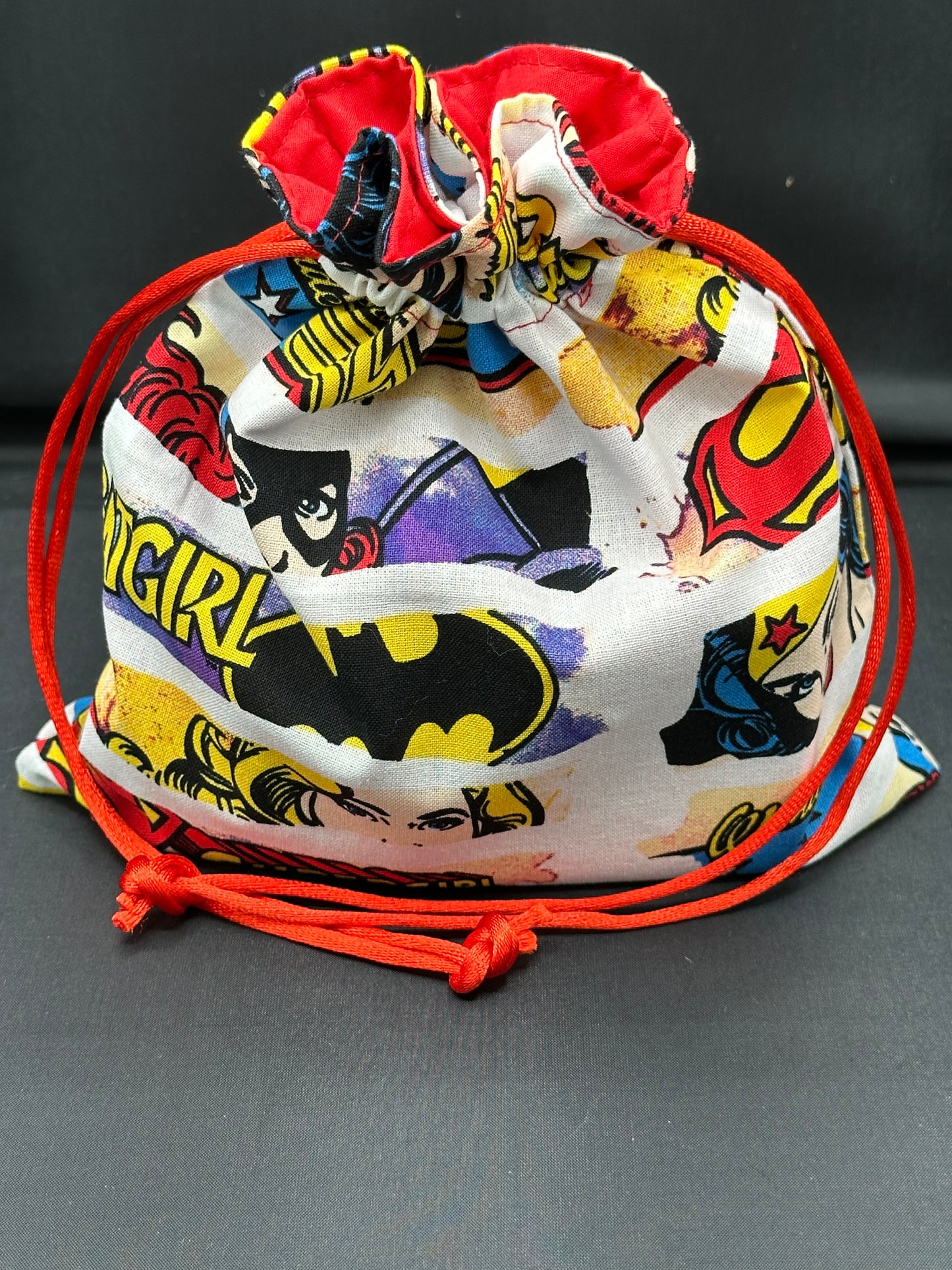female super heros - lines - draw string bag