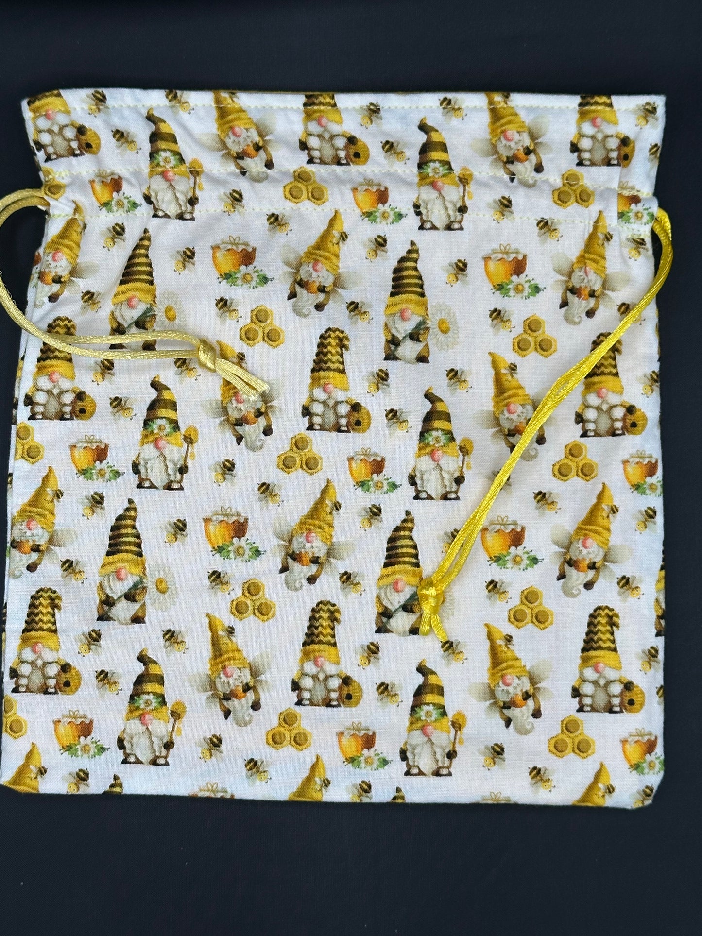 bumble bee gnome draw string bag