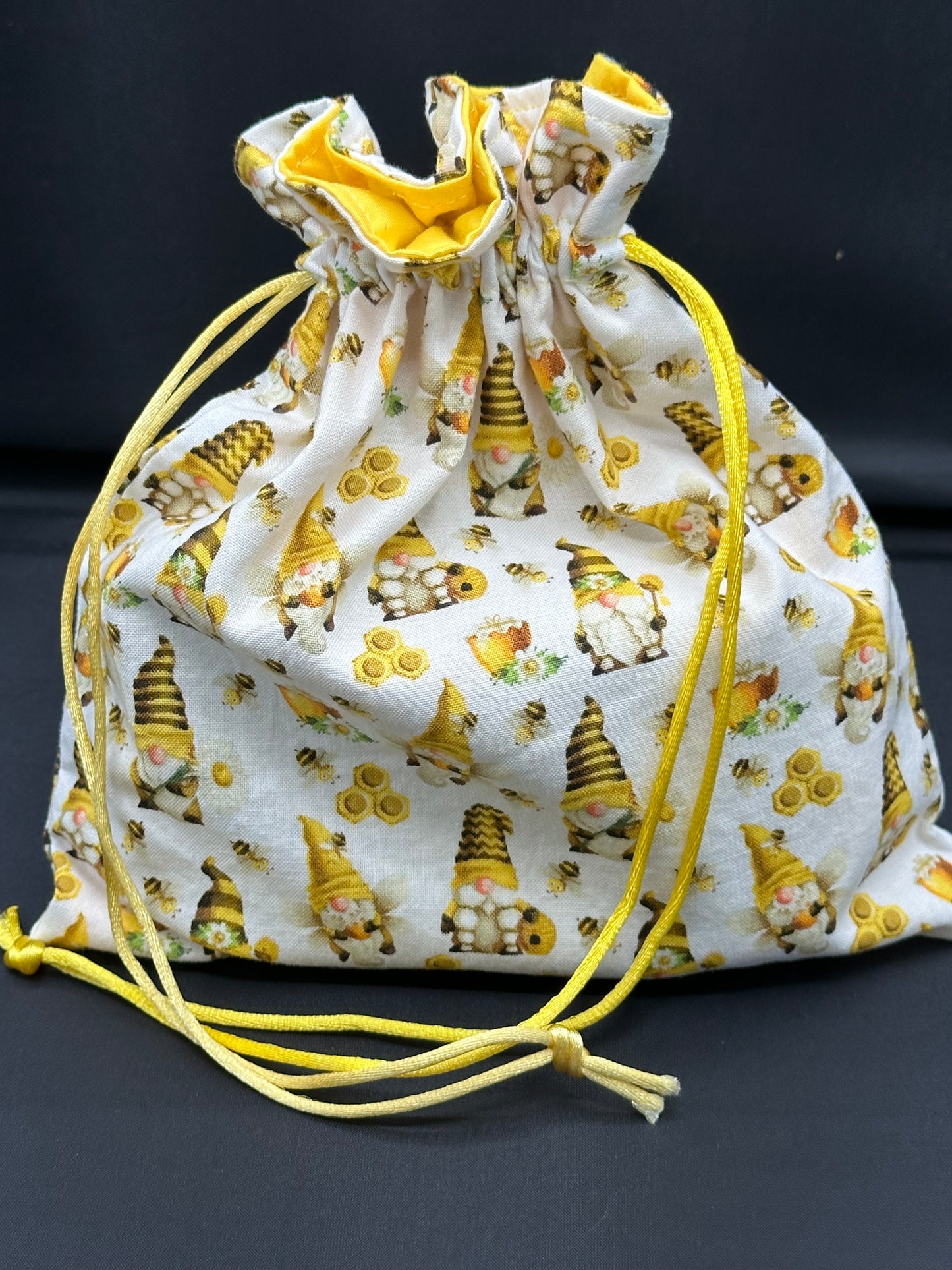 bumble bee gnome draw string bag