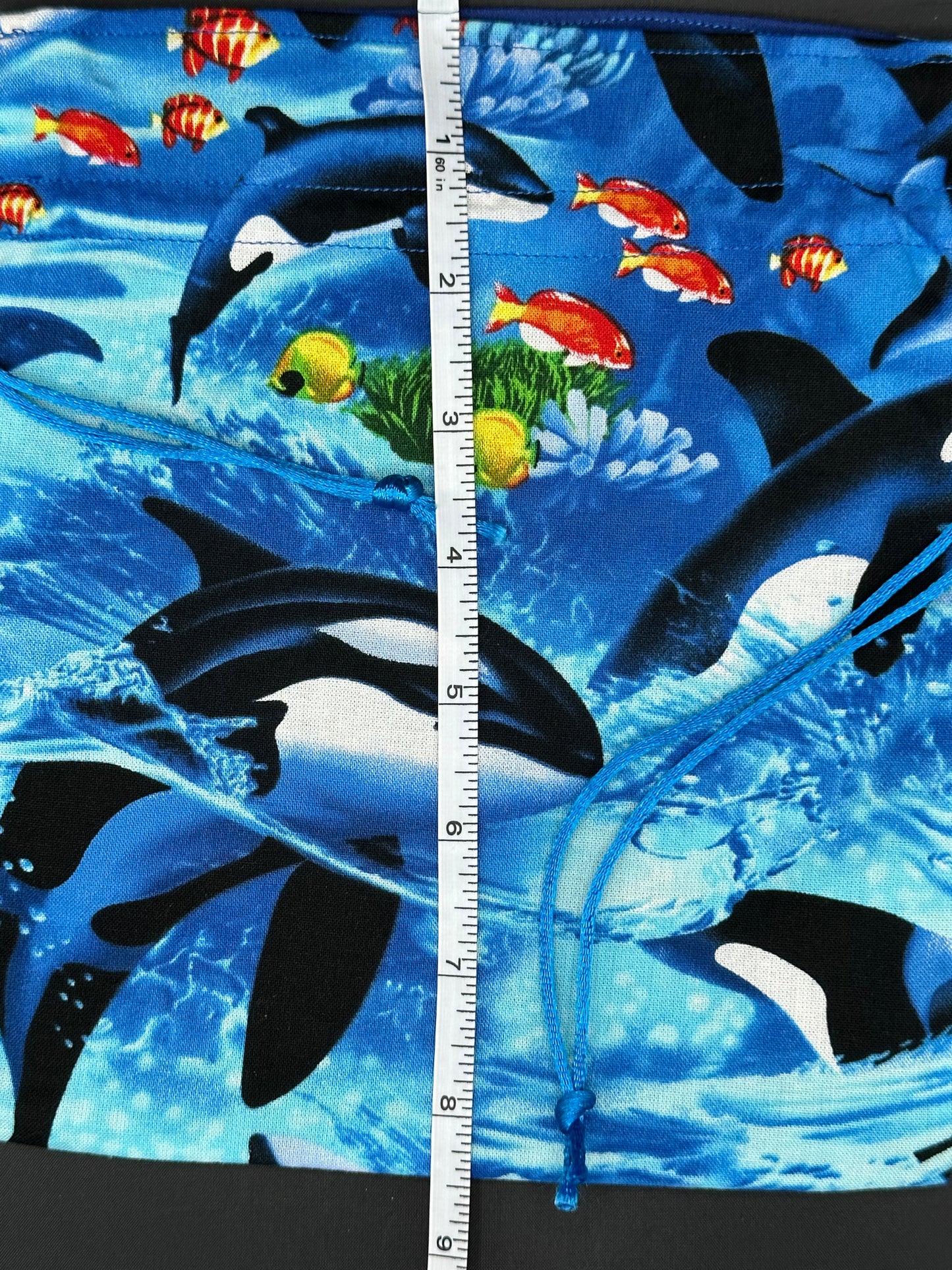 killer whale draw string bag