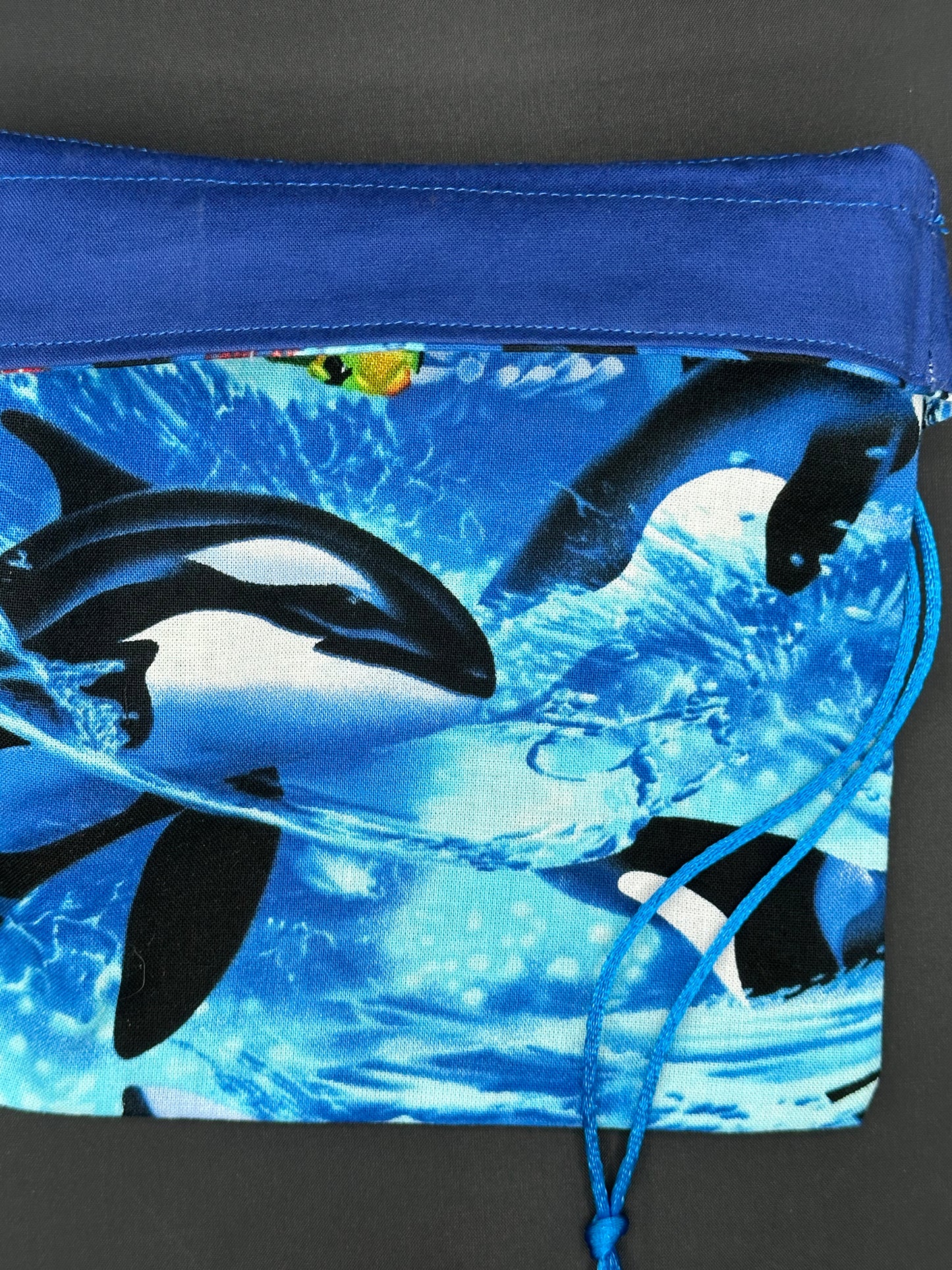 killer whale draw string bag