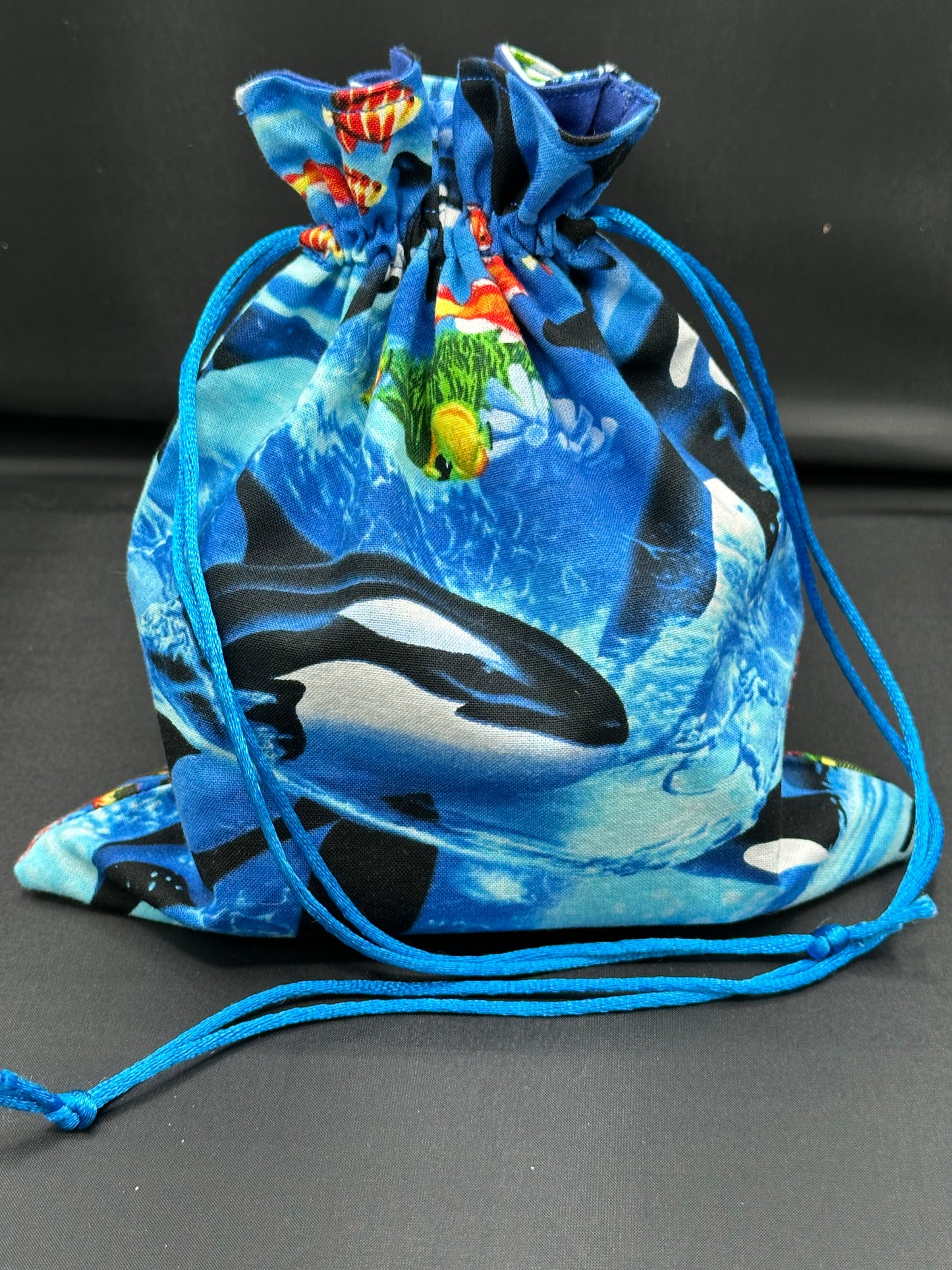 killer whale draw string bag