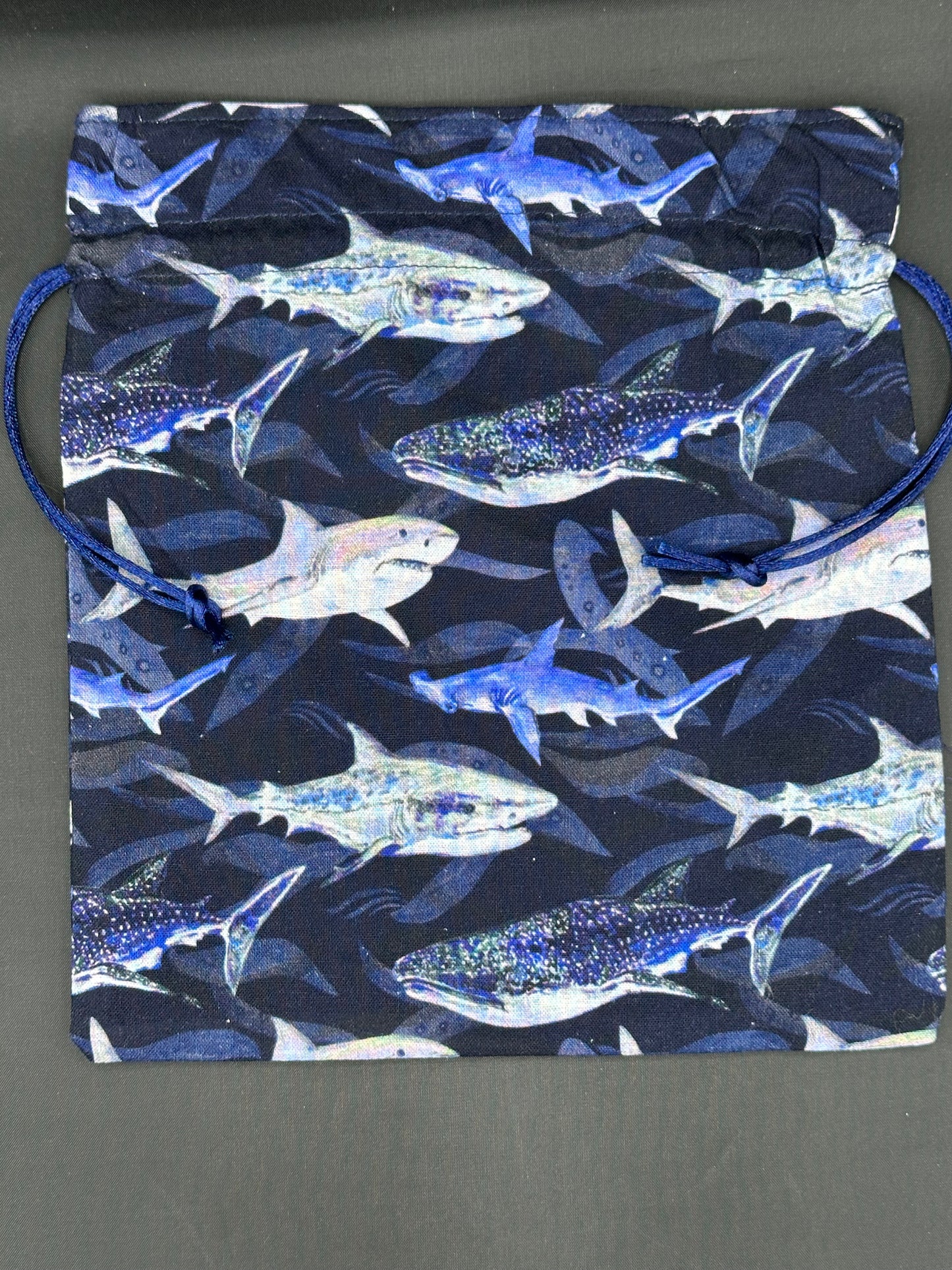 sharks draw string bag - navy