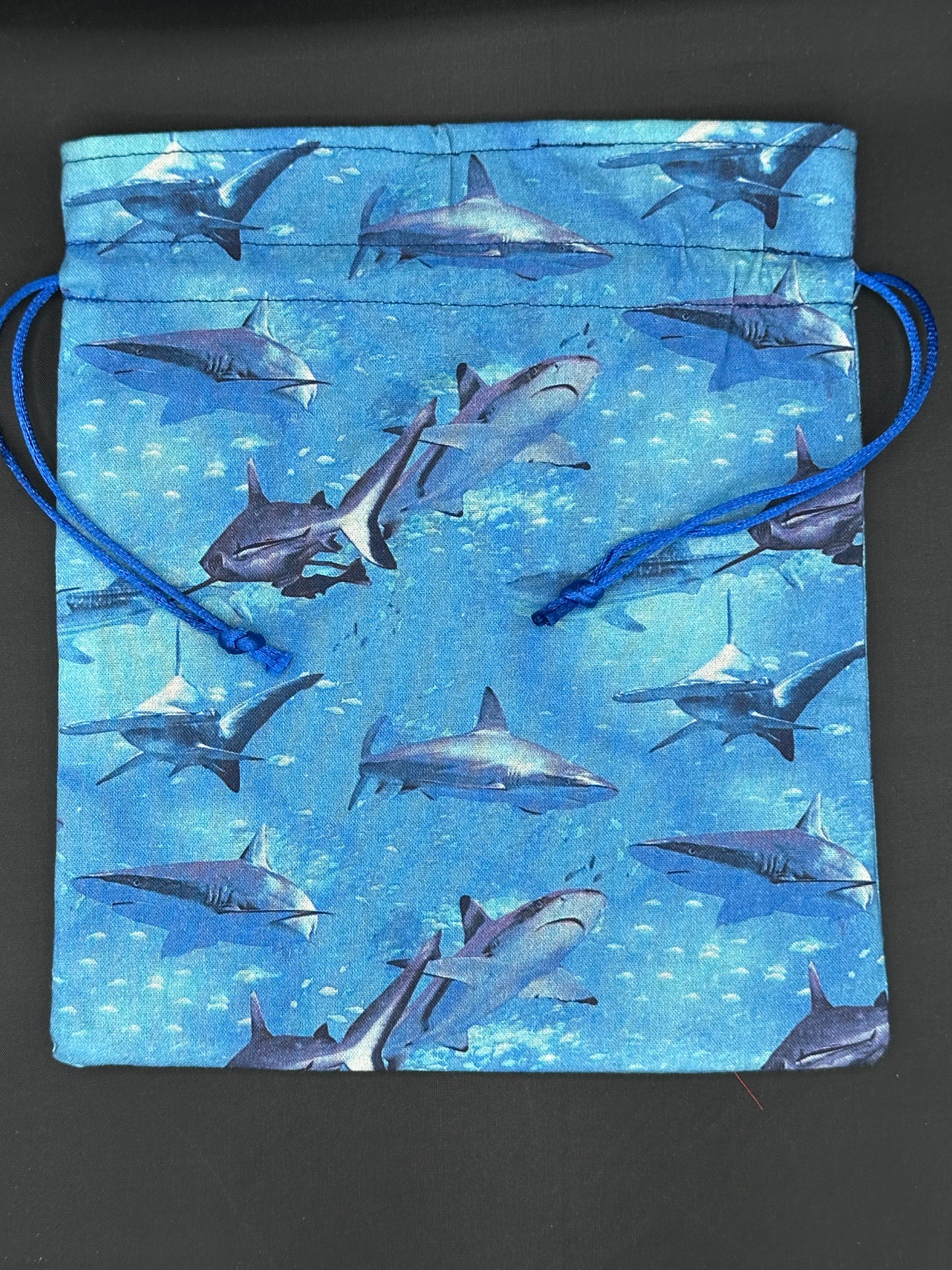 sharks draw string bag - light blue