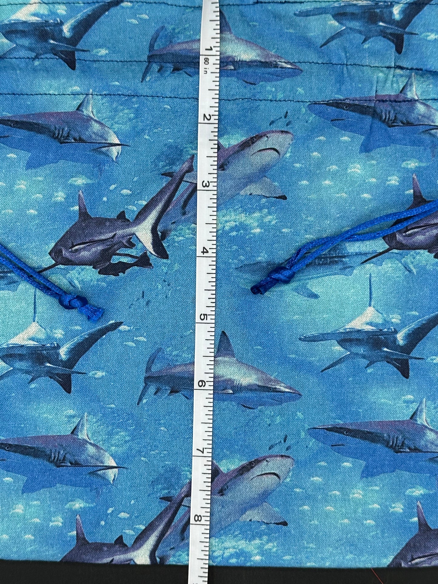 sharks draw string bag - light blue