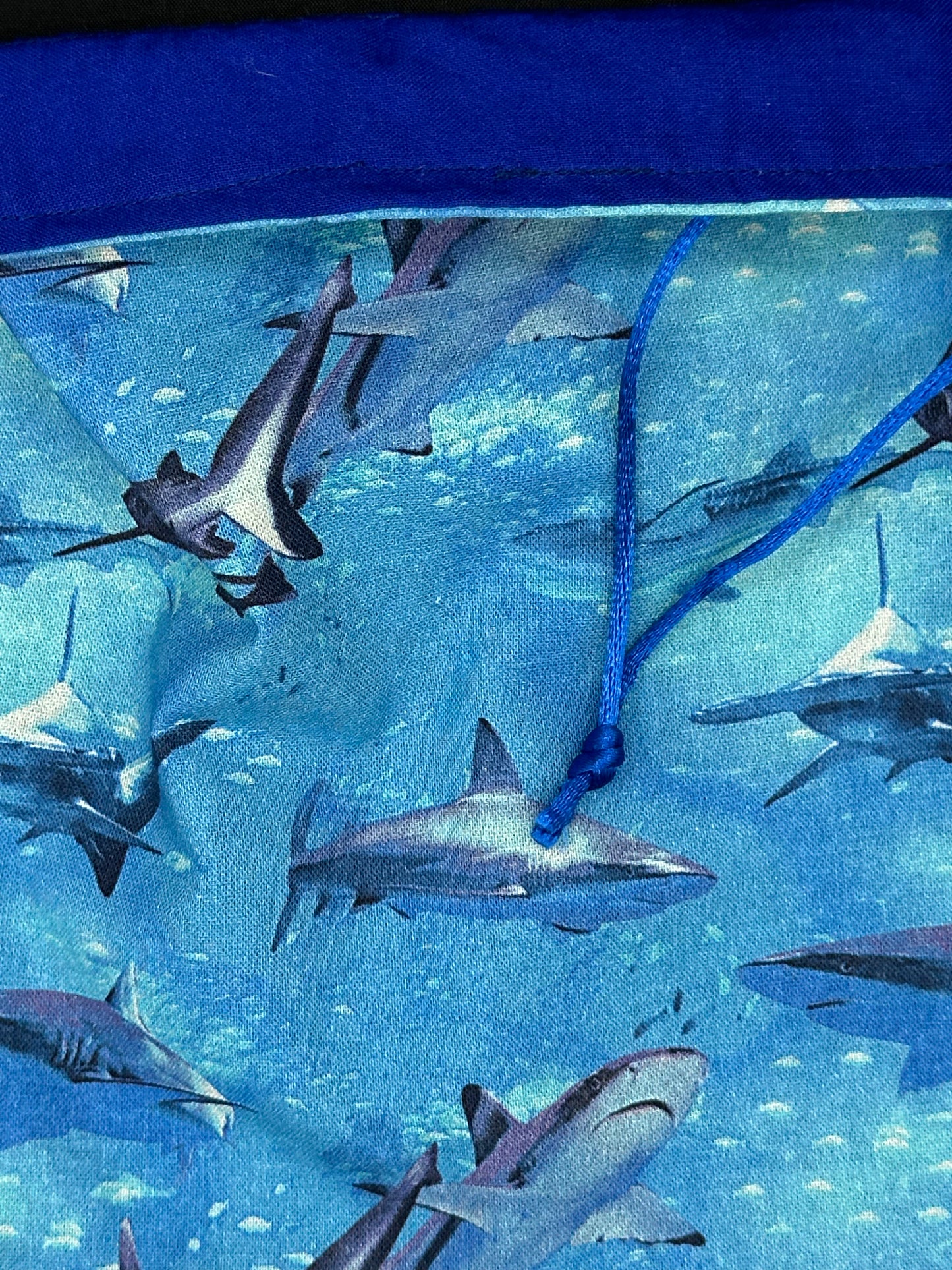 sharks draw string bag - light blue