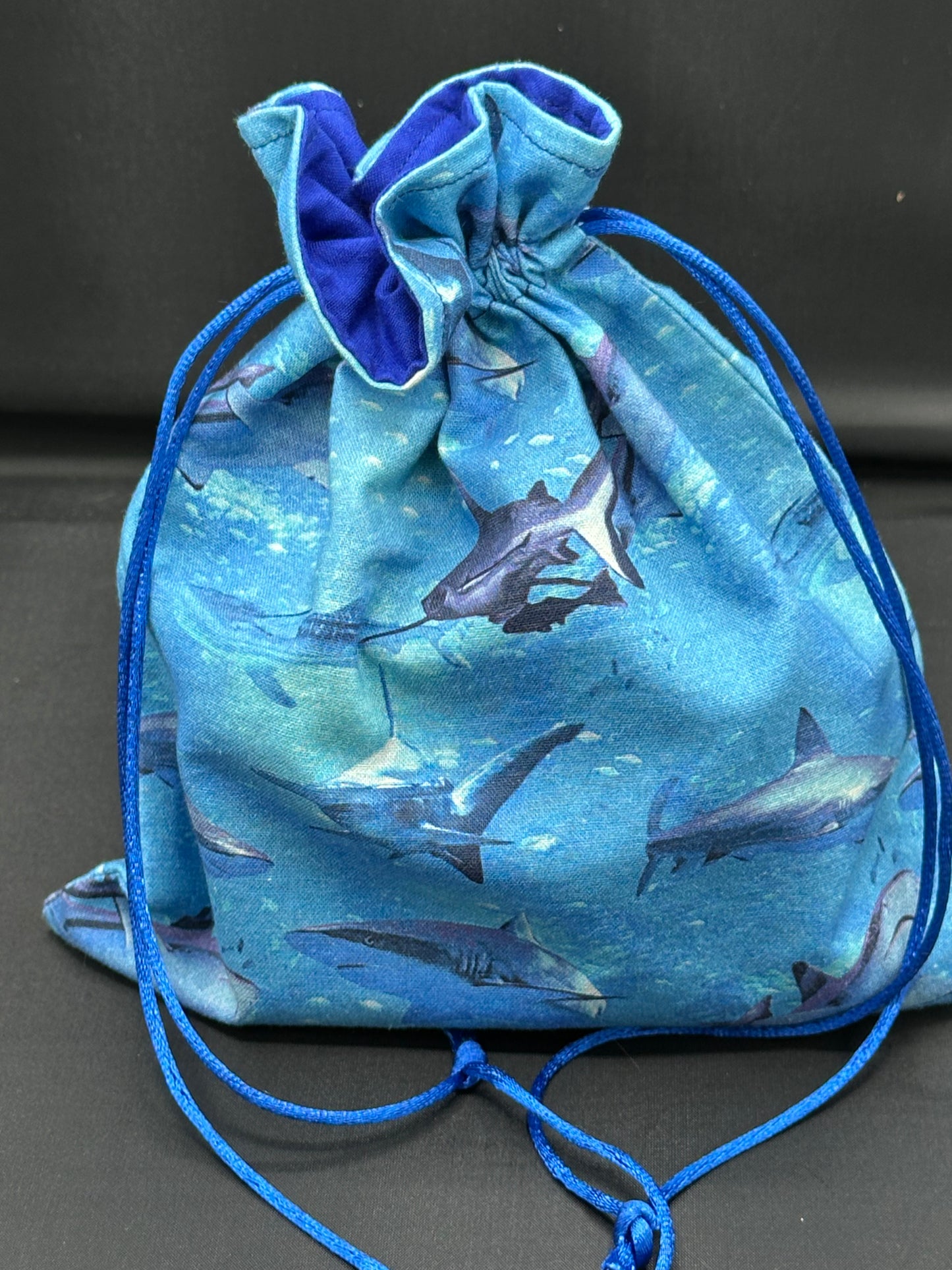 sharks draw string bag - light blue