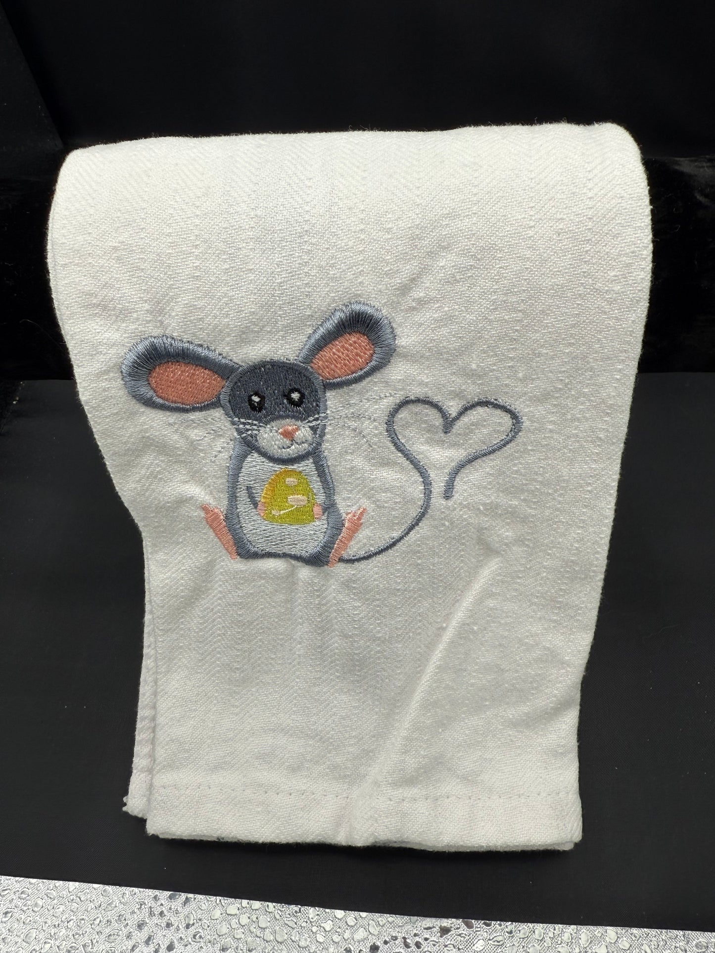 mouse with heart tail towel
