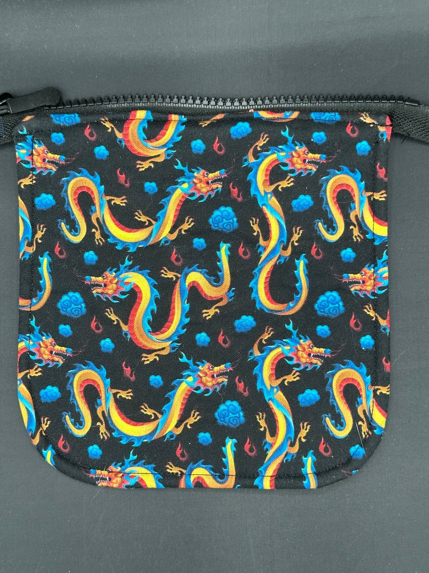 multi-color Chinese Dragons 7" purse flap