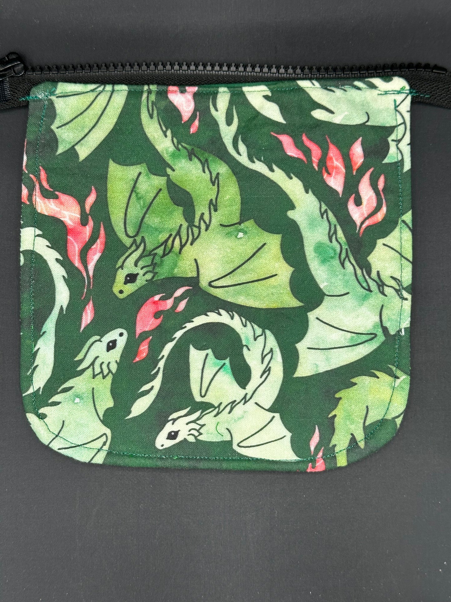 Green Dragons on green background 7" purse flap