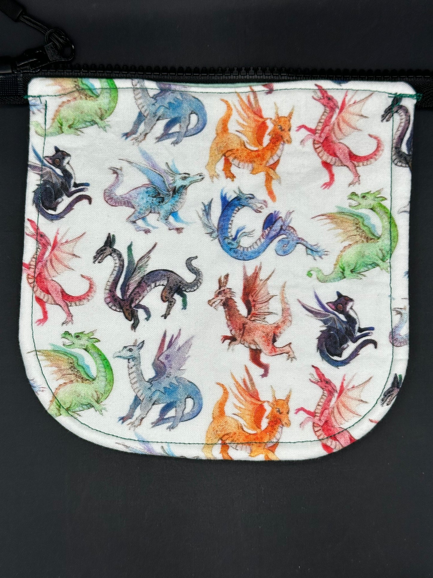 dragons - multiple colored on white background 7" purse flap