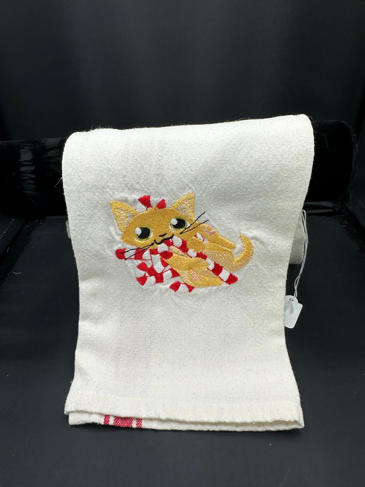 Cat & Candy Cane towel
