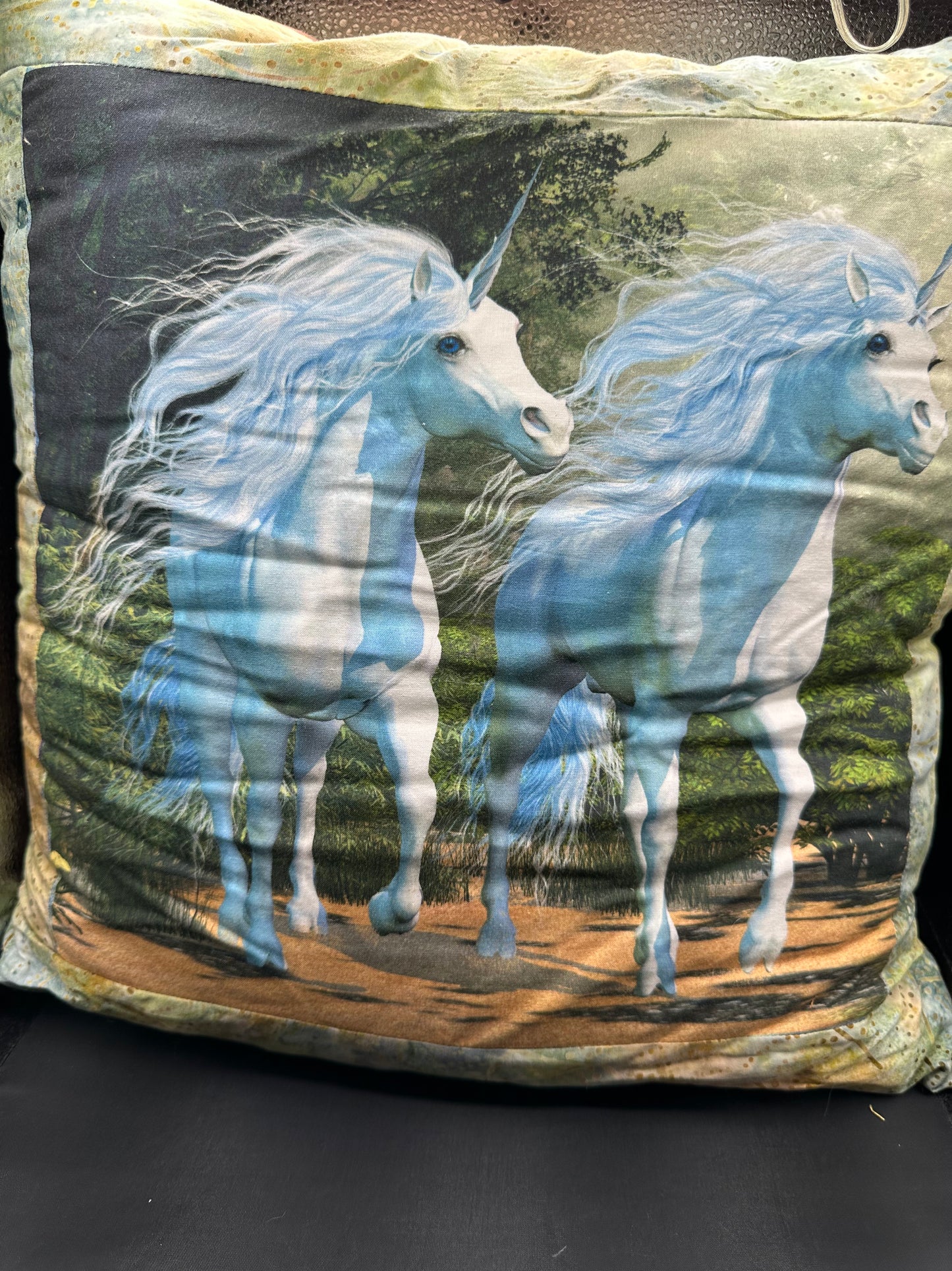 Unicorn pair with brown surround pillow