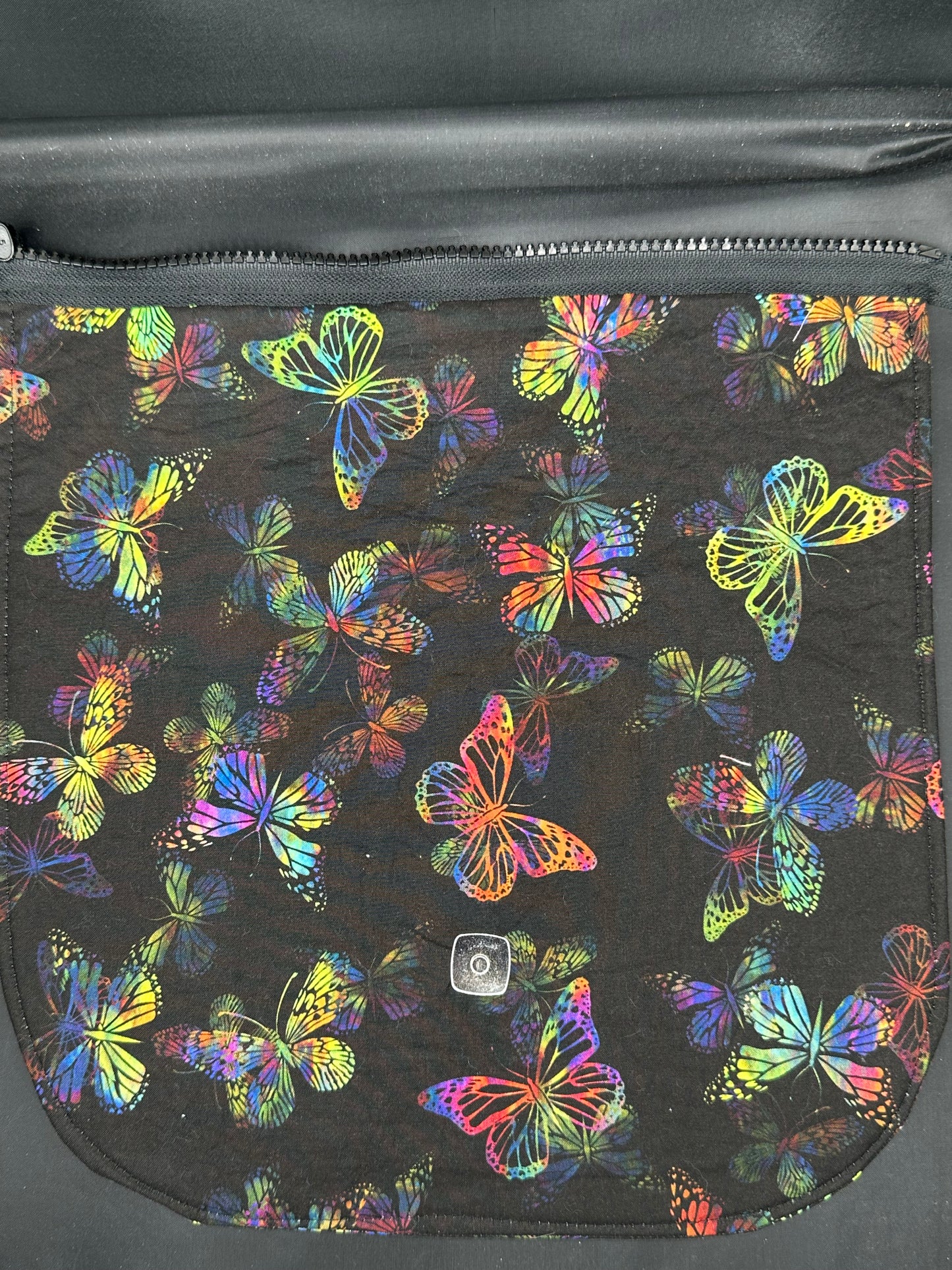 butterflies on black background - 12" purse flap