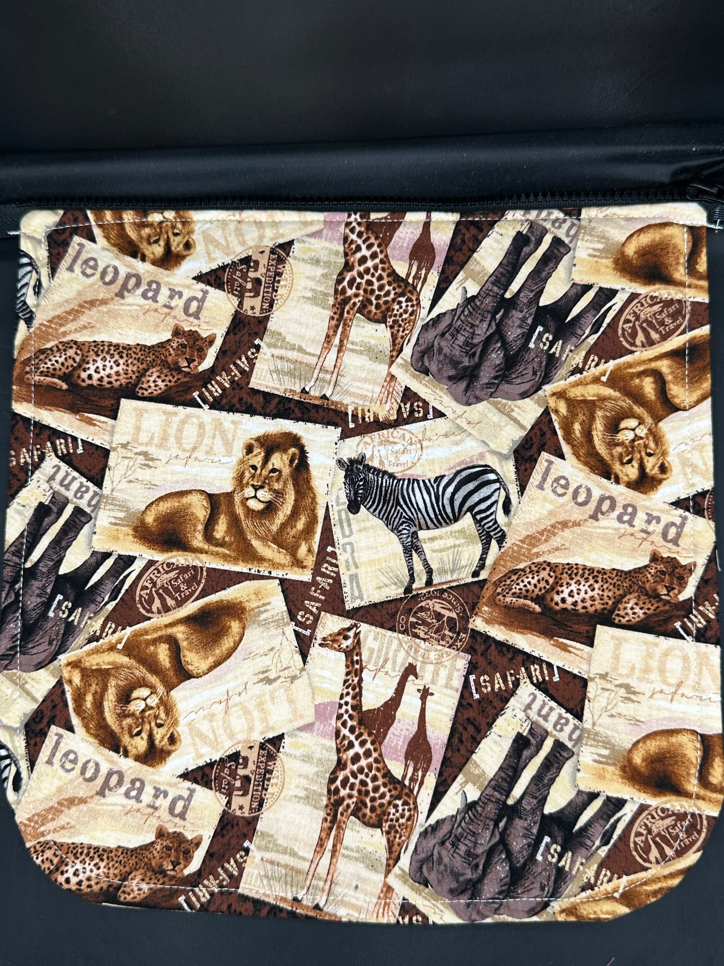 safari animals - names 12" purse flap
