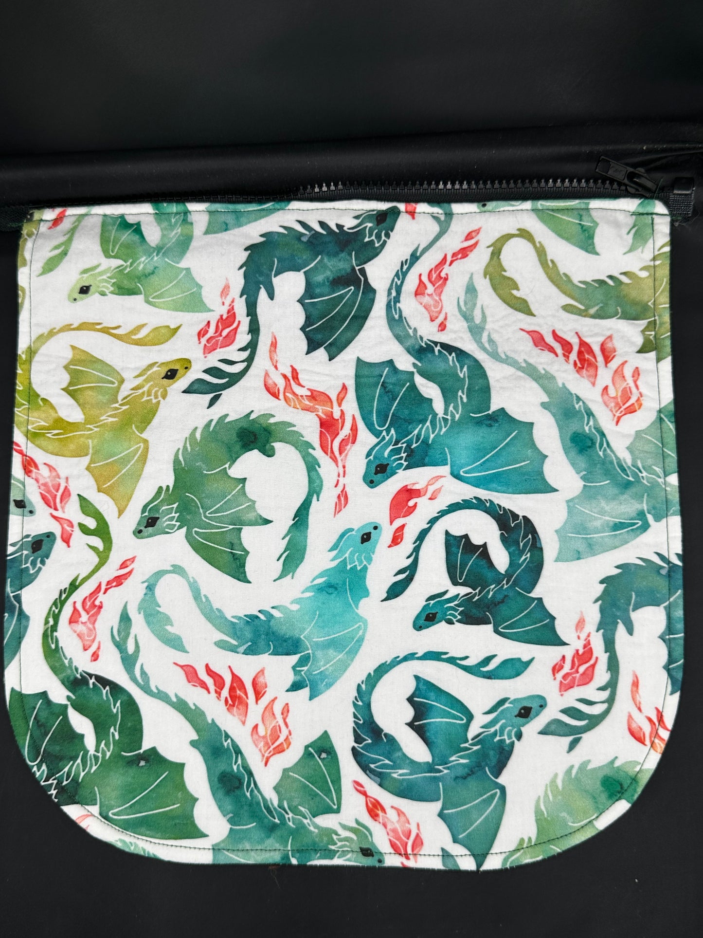 Blue and green dragons 12" purse flap