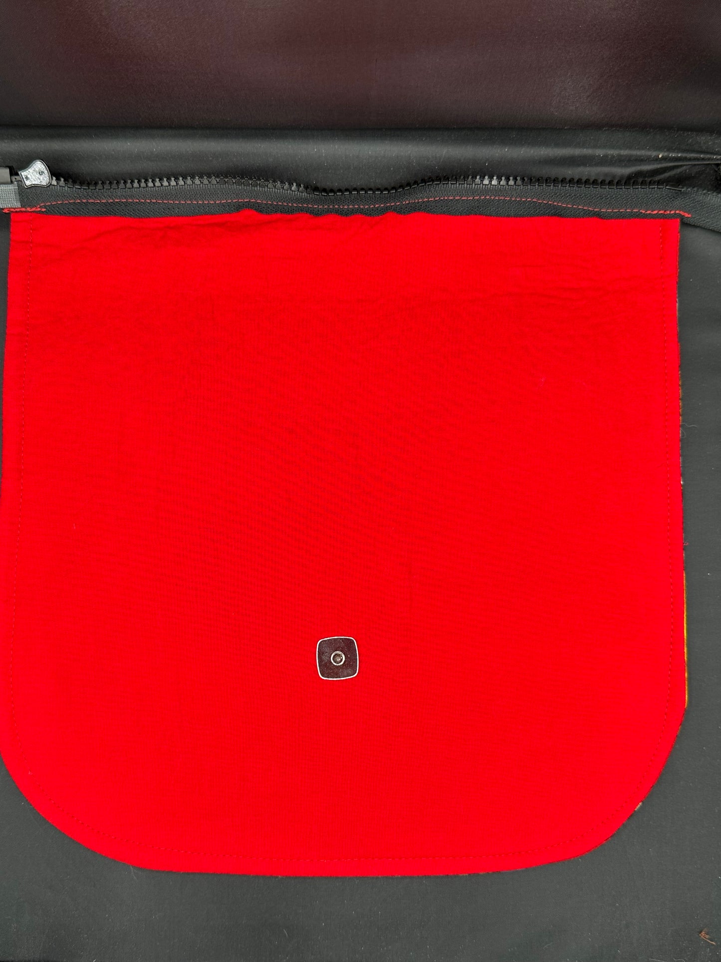 Dragon with flame - red background 12" purse flap