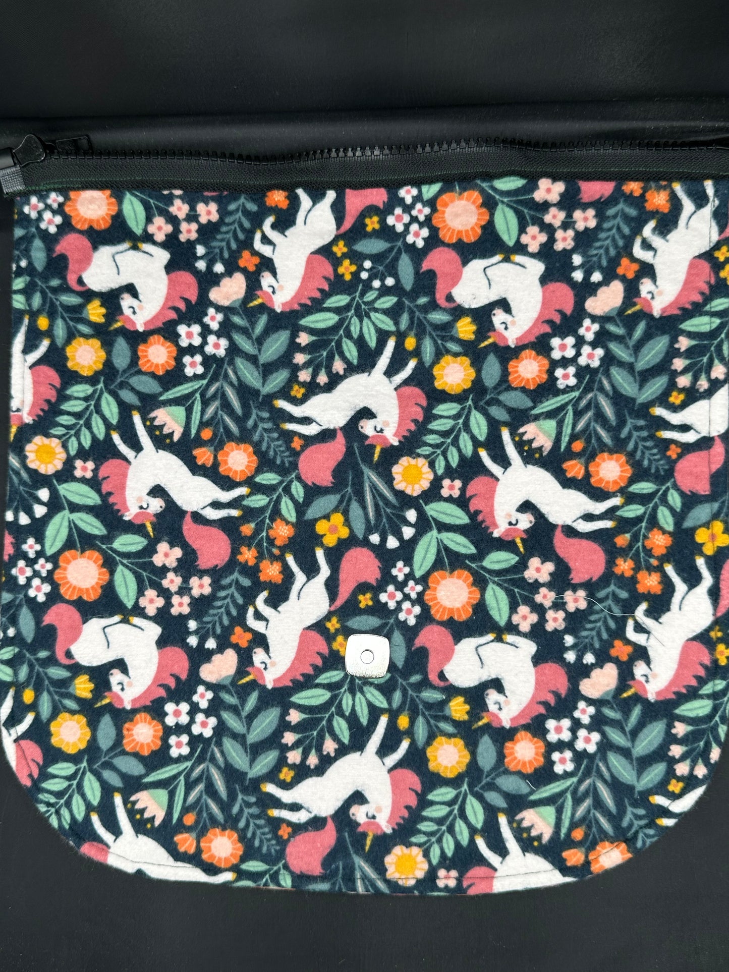 unicorn on flannel 12" purse flap