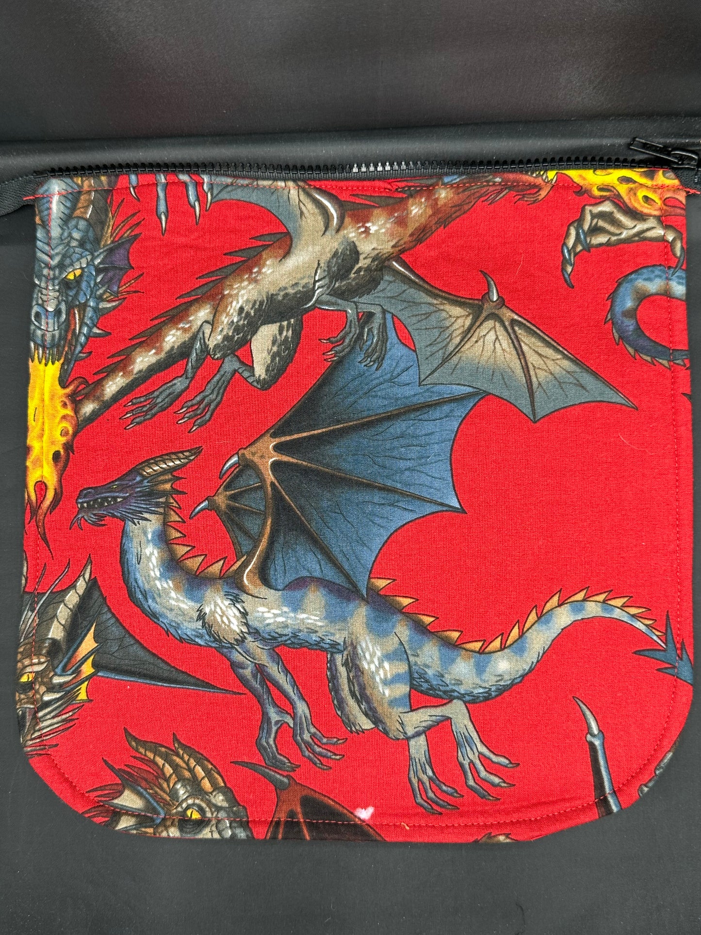 Dragon - red background 12" purse flap