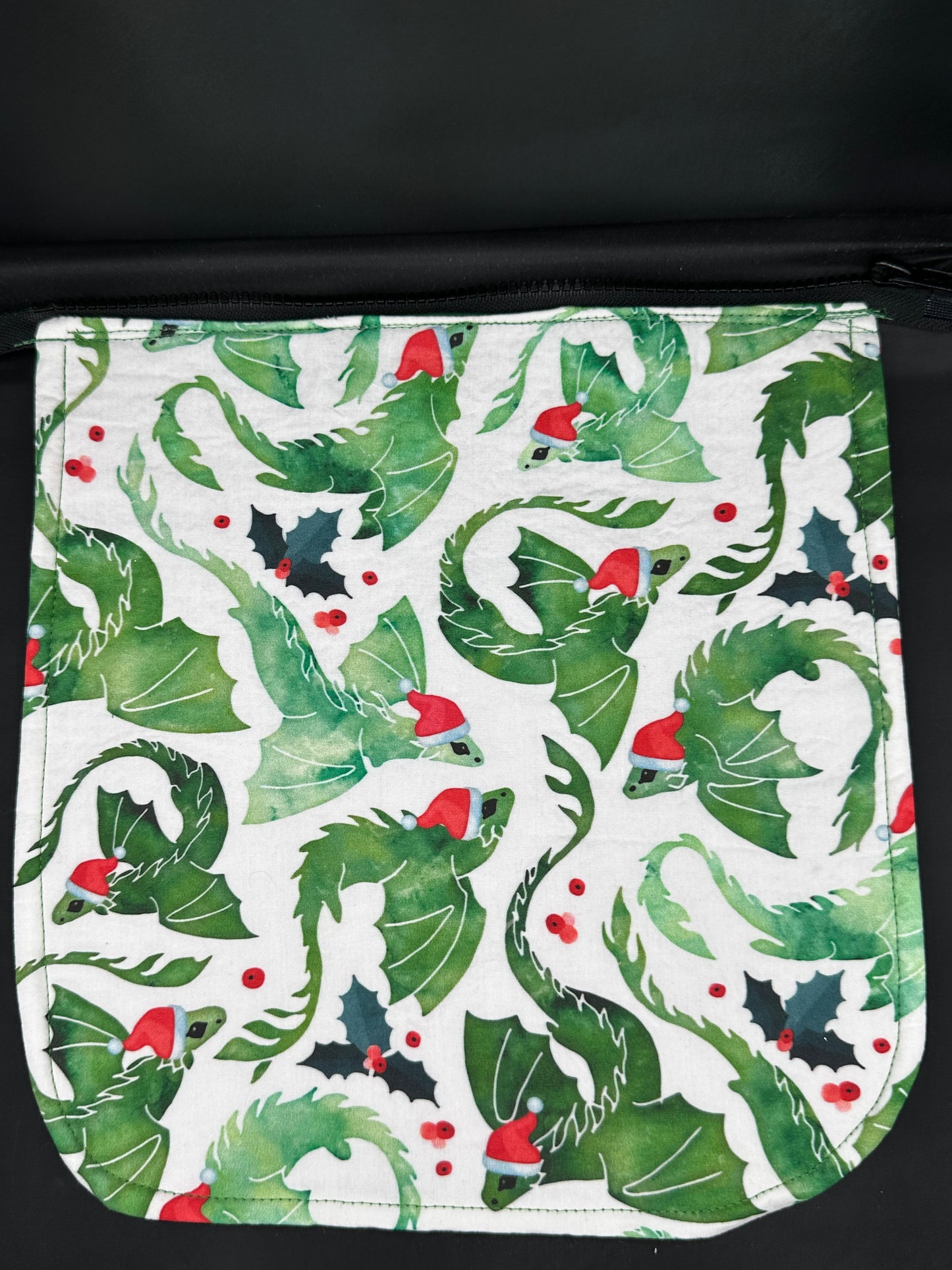 green Christmas dragons 12" purse flap