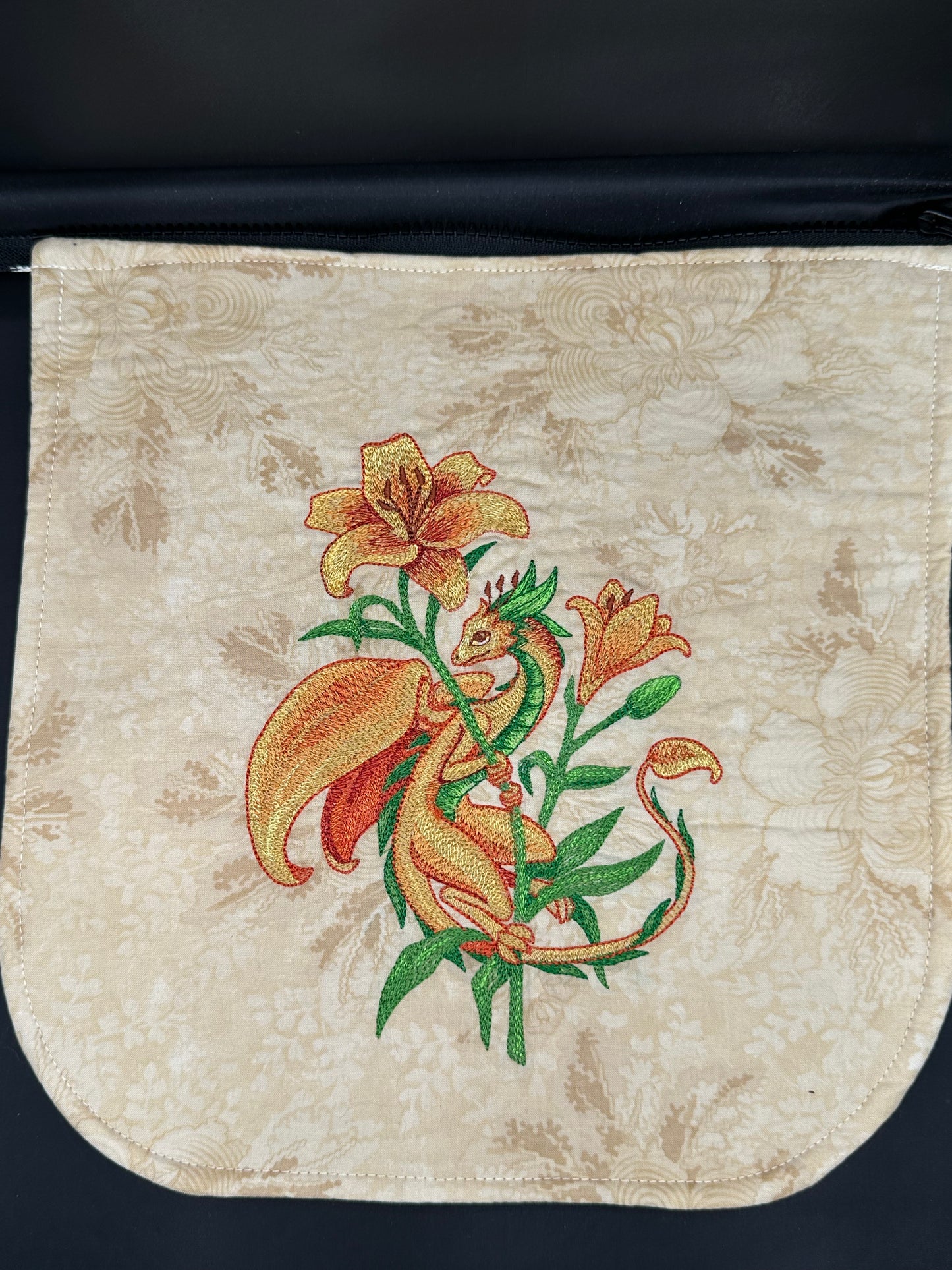 Embroidered Dragon - Summer 12" purse flap