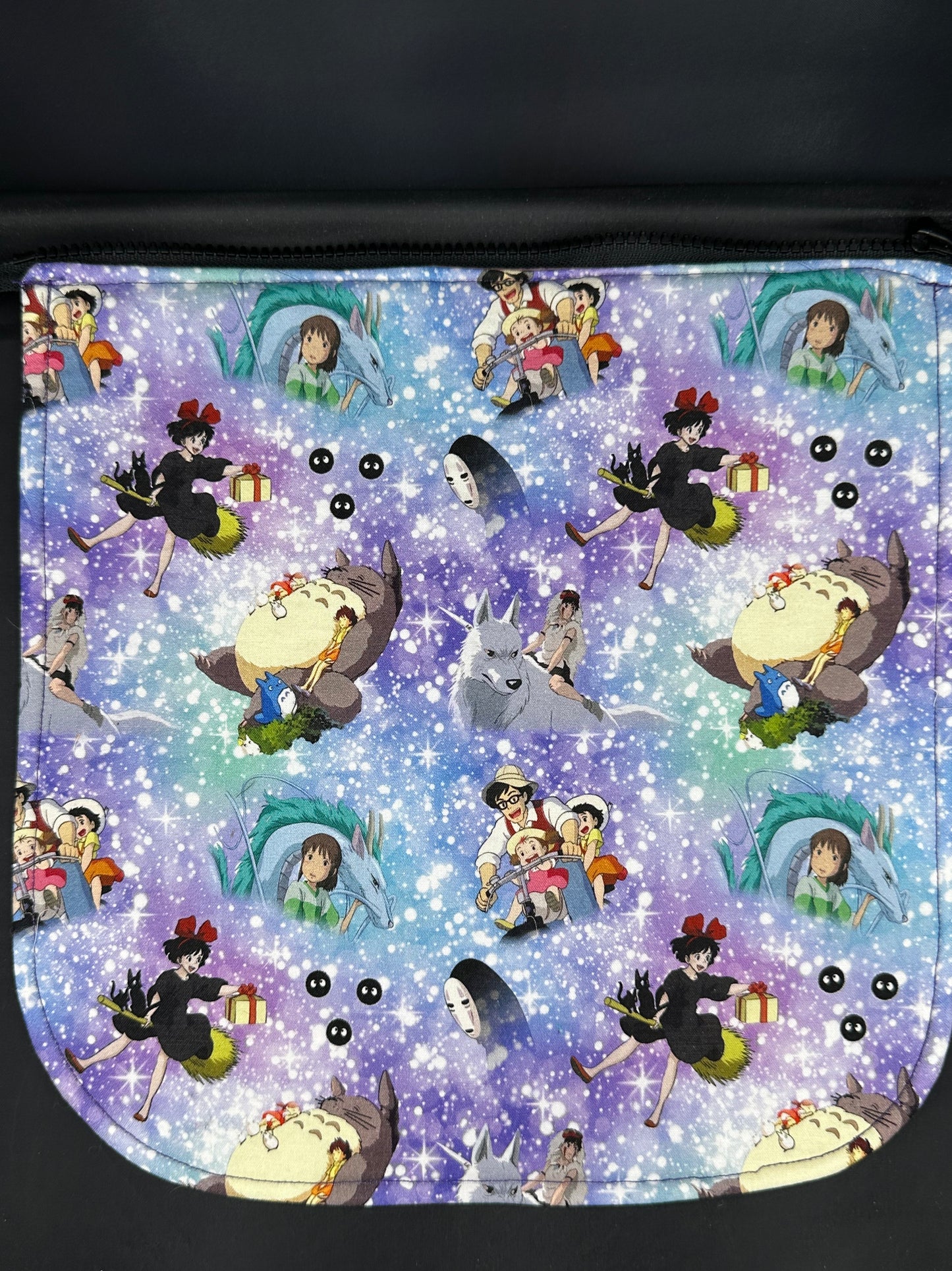 studio ghibli - purple and blue 12" purse flap