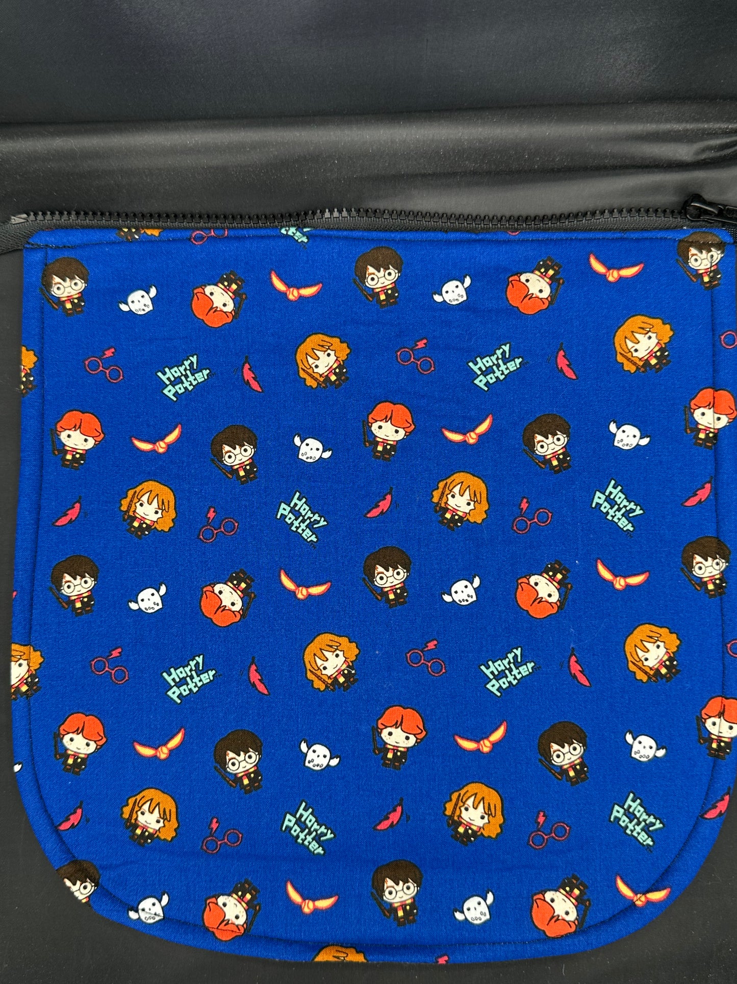 Harry Potter figures on blue - 12" purse flap