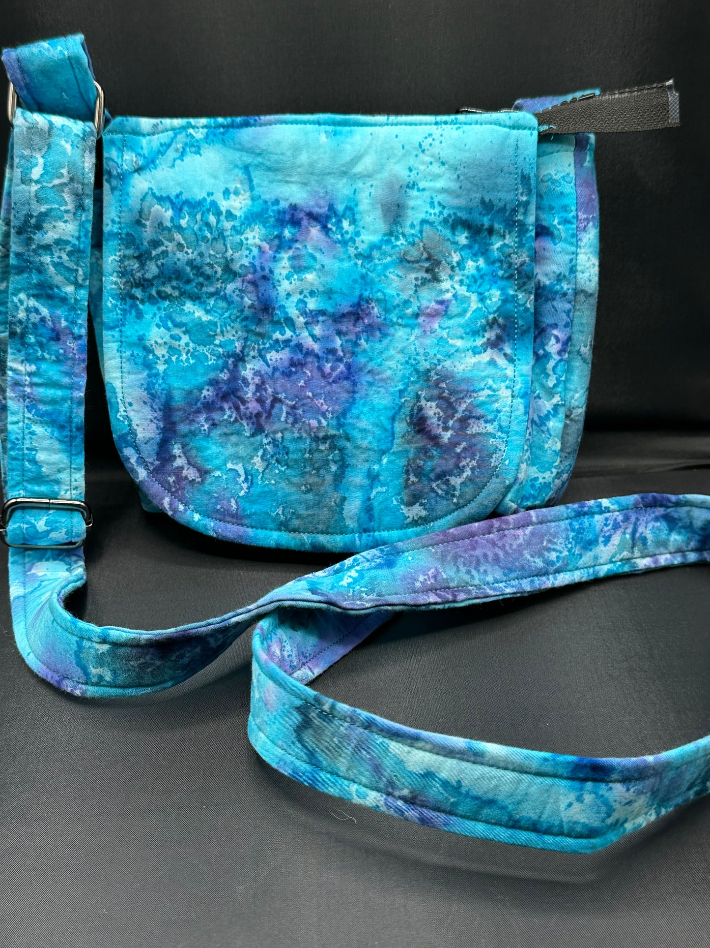 Aqua and purple 7" purse